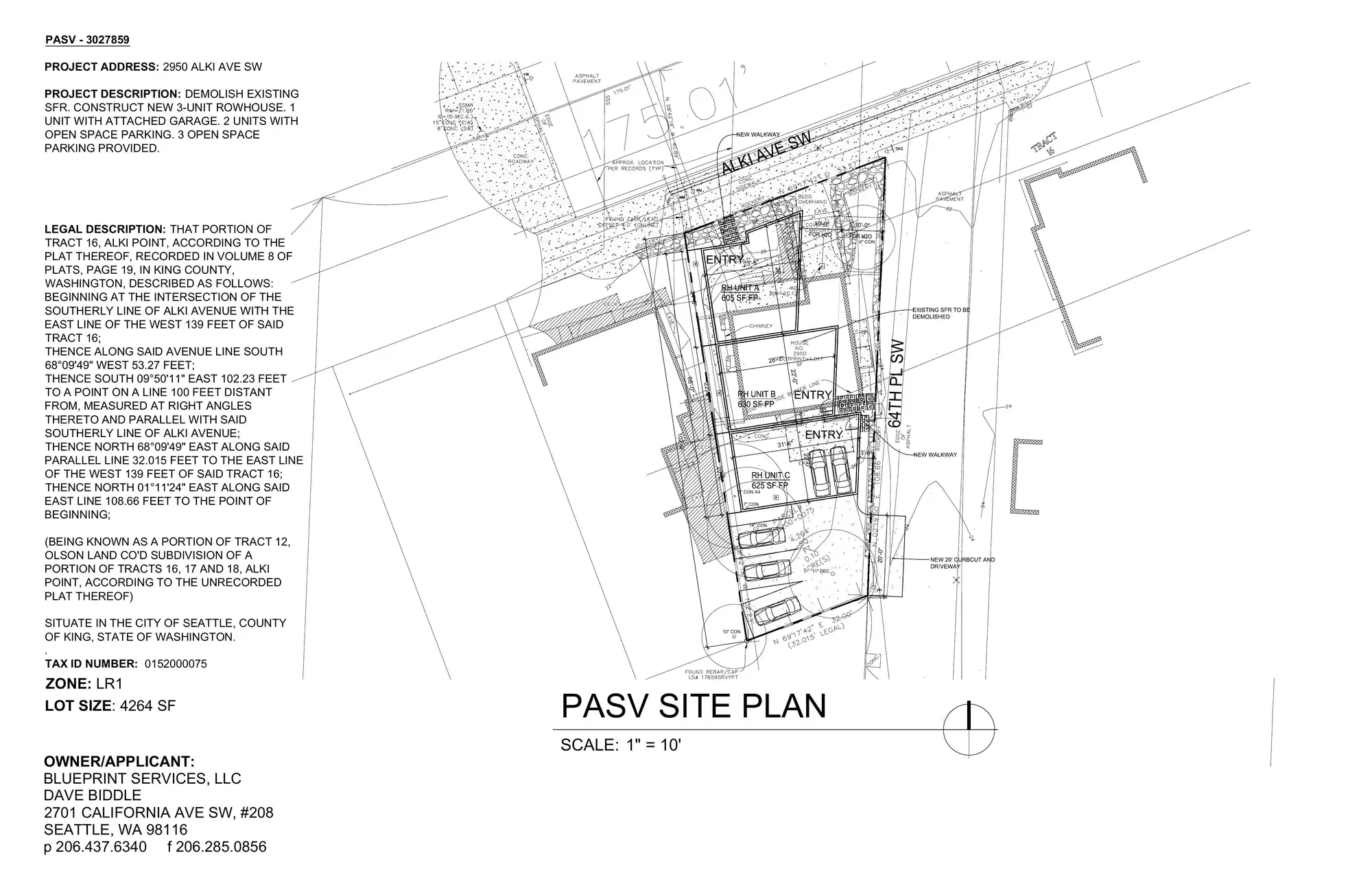 Site plan for 2950 Alki Ave SW