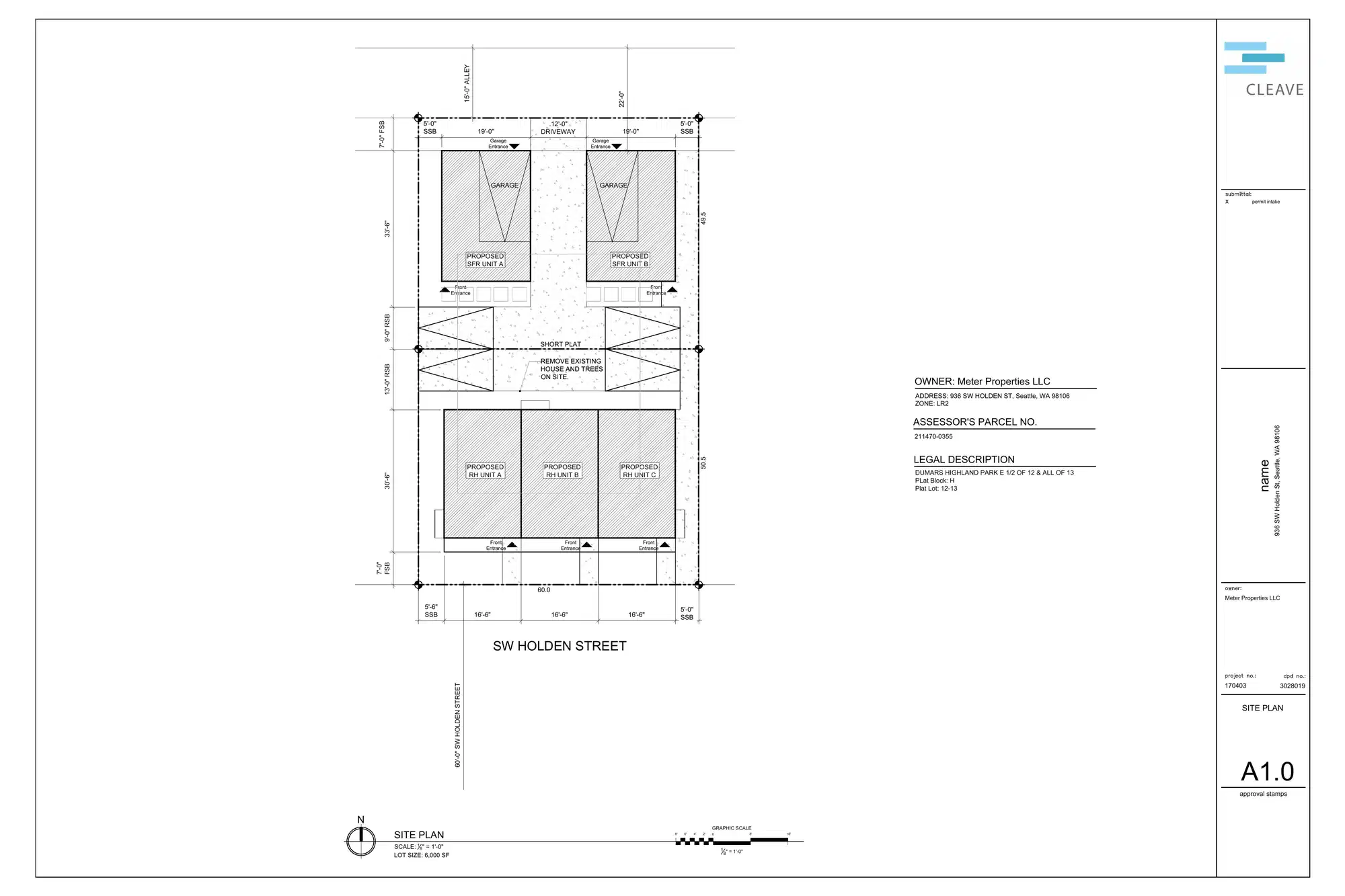 Site plan for 936 B SW Holden St