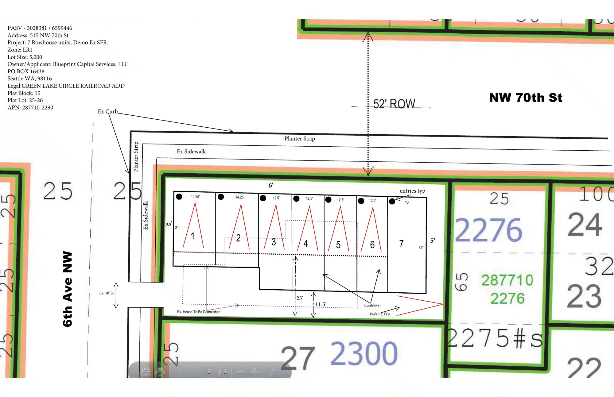 Site plan for 515 NW 70th St