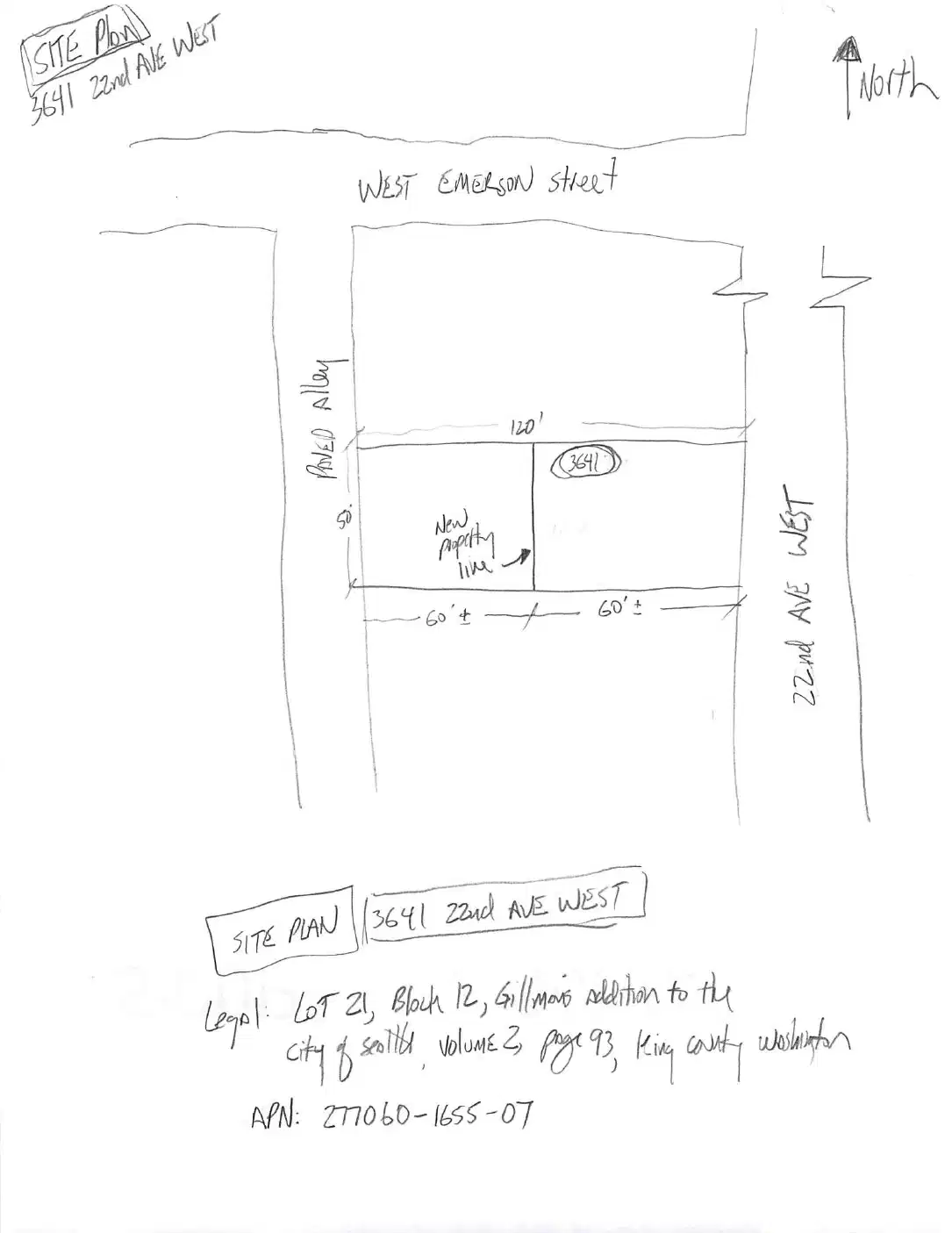 Site plan for 3641 A 22nd Ave W