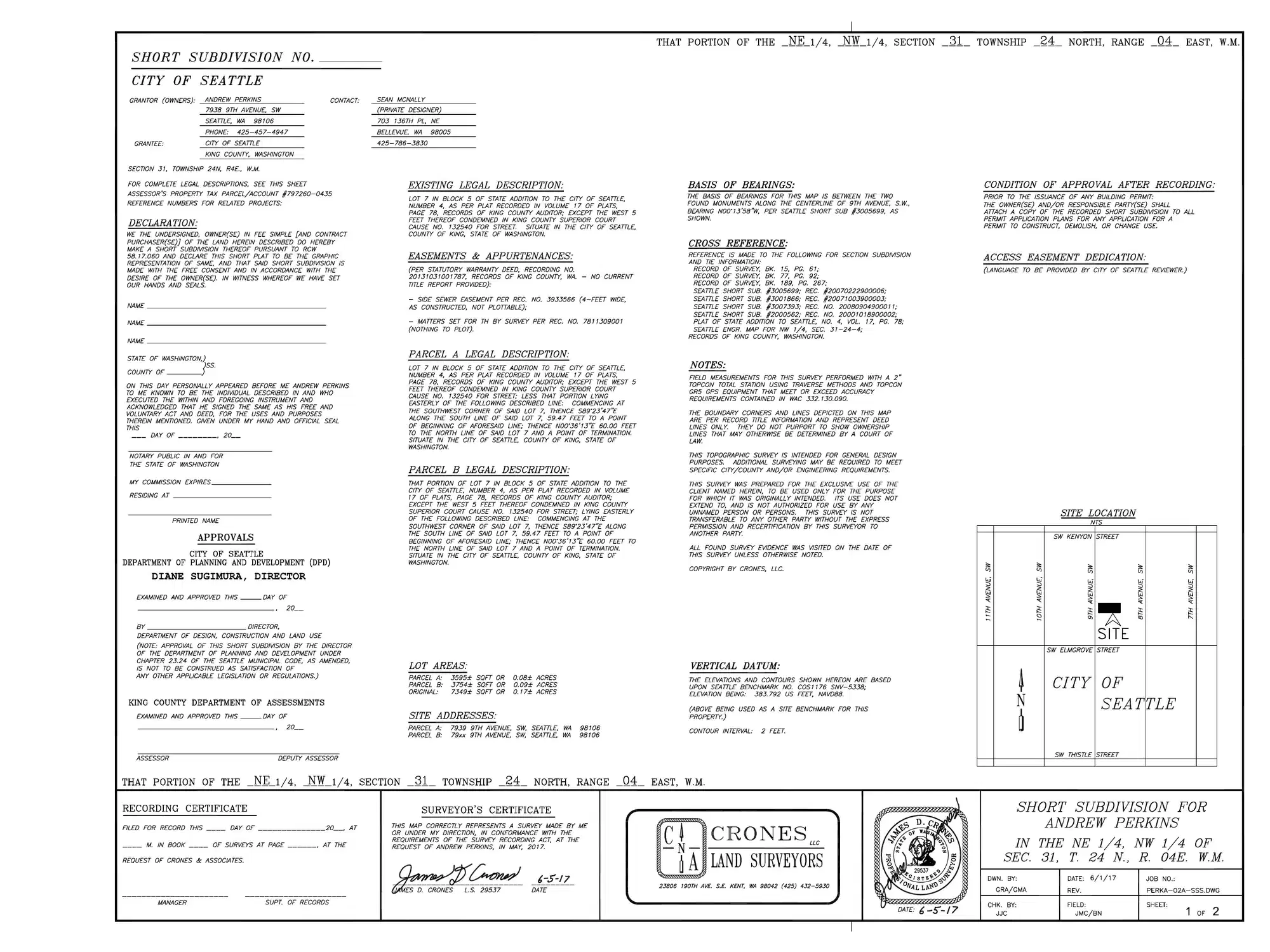 Site plan for 7938 9th Ave SW