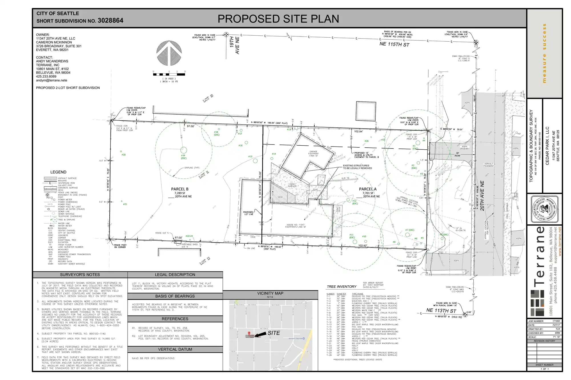 Site plan for 11345 20th Ave NE