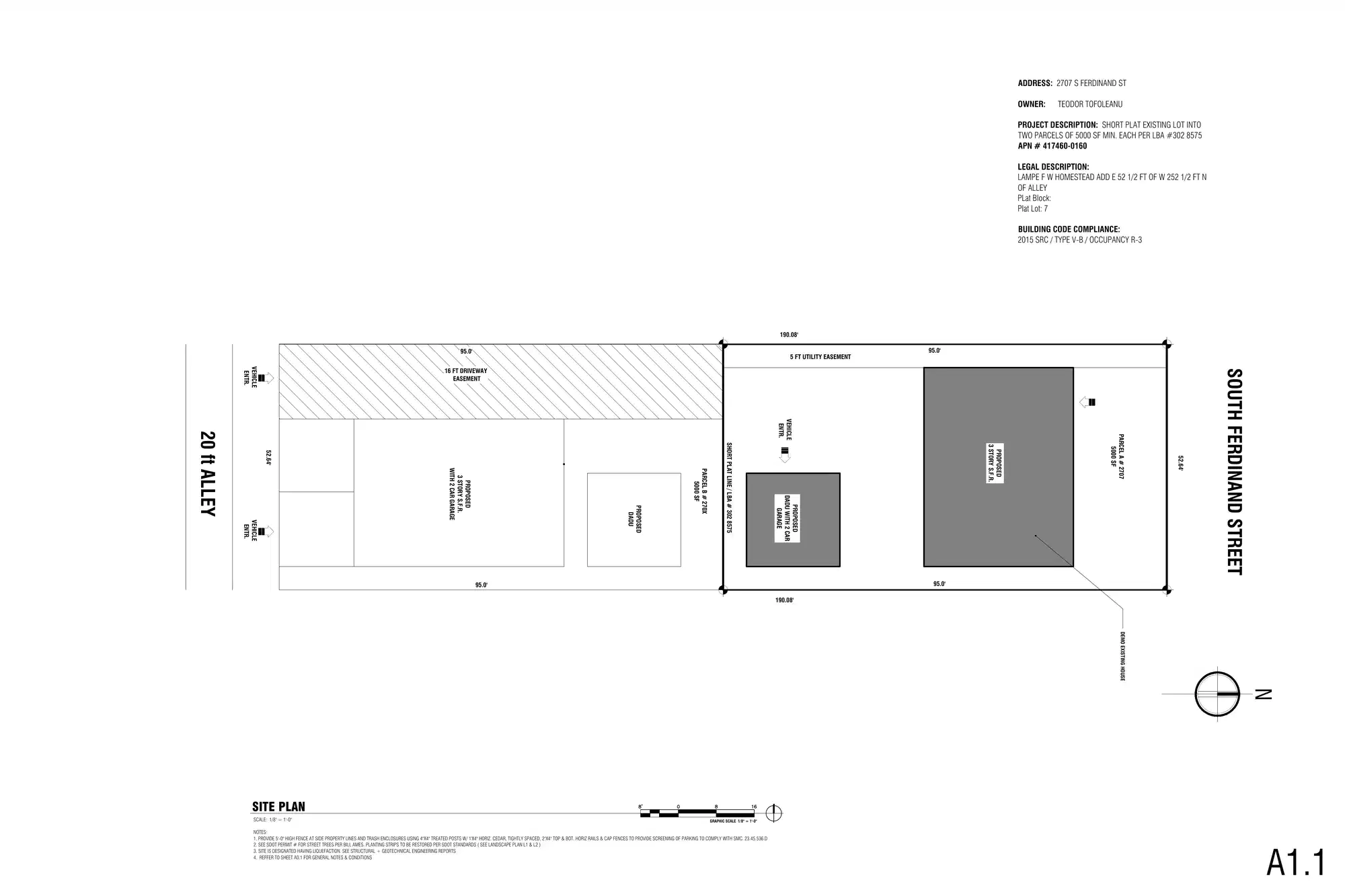 Site plan for 2707 S Ferdinand St