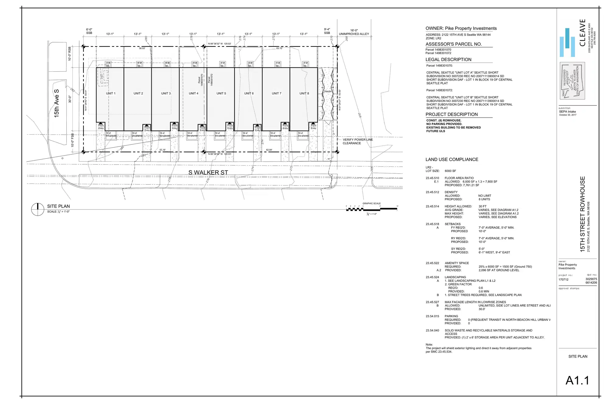 Site plan for 1508 S Walker St