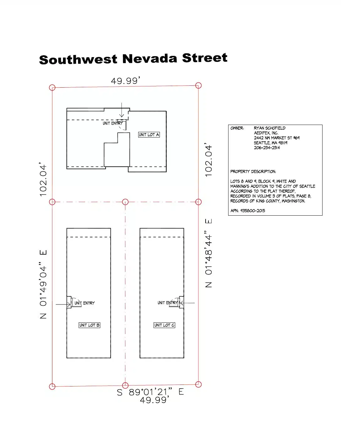 Site plan for 2621 SW Nevada St