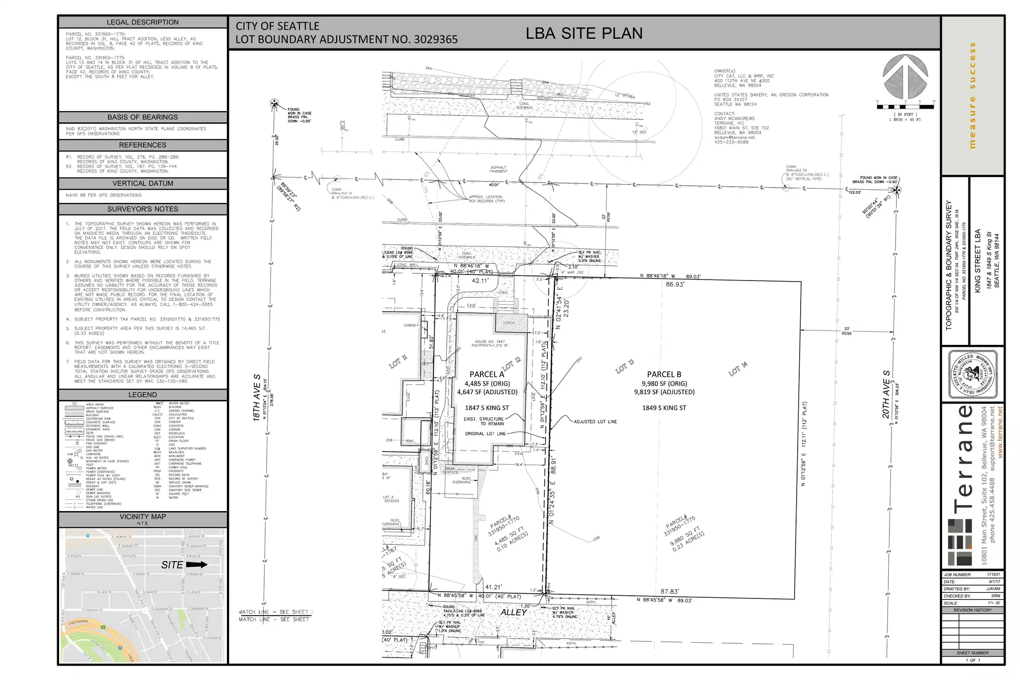 Site plan for 1849 S King St