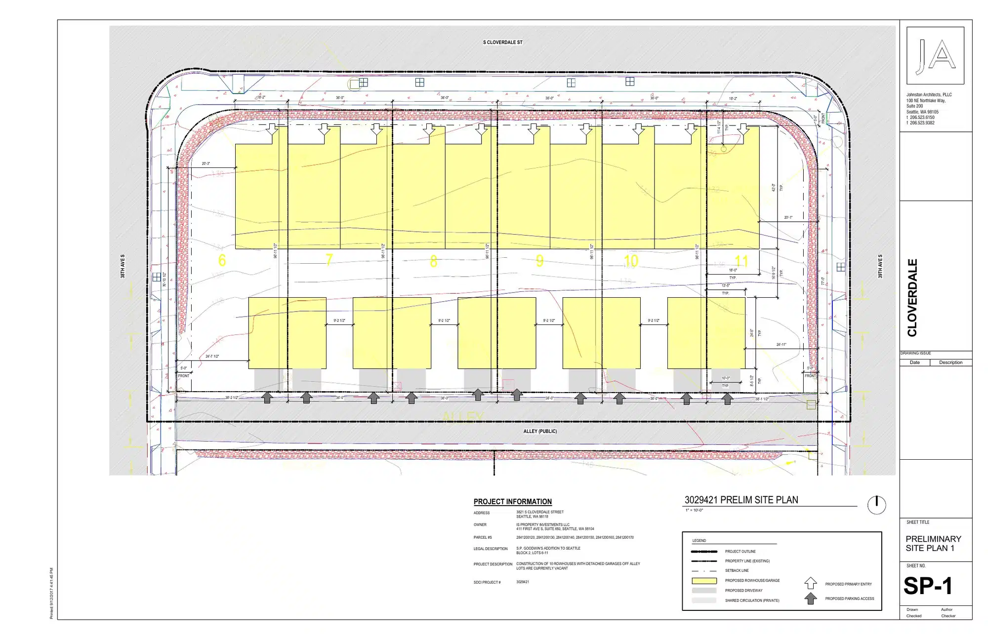 Site plan for 3821 S Cloverdale St