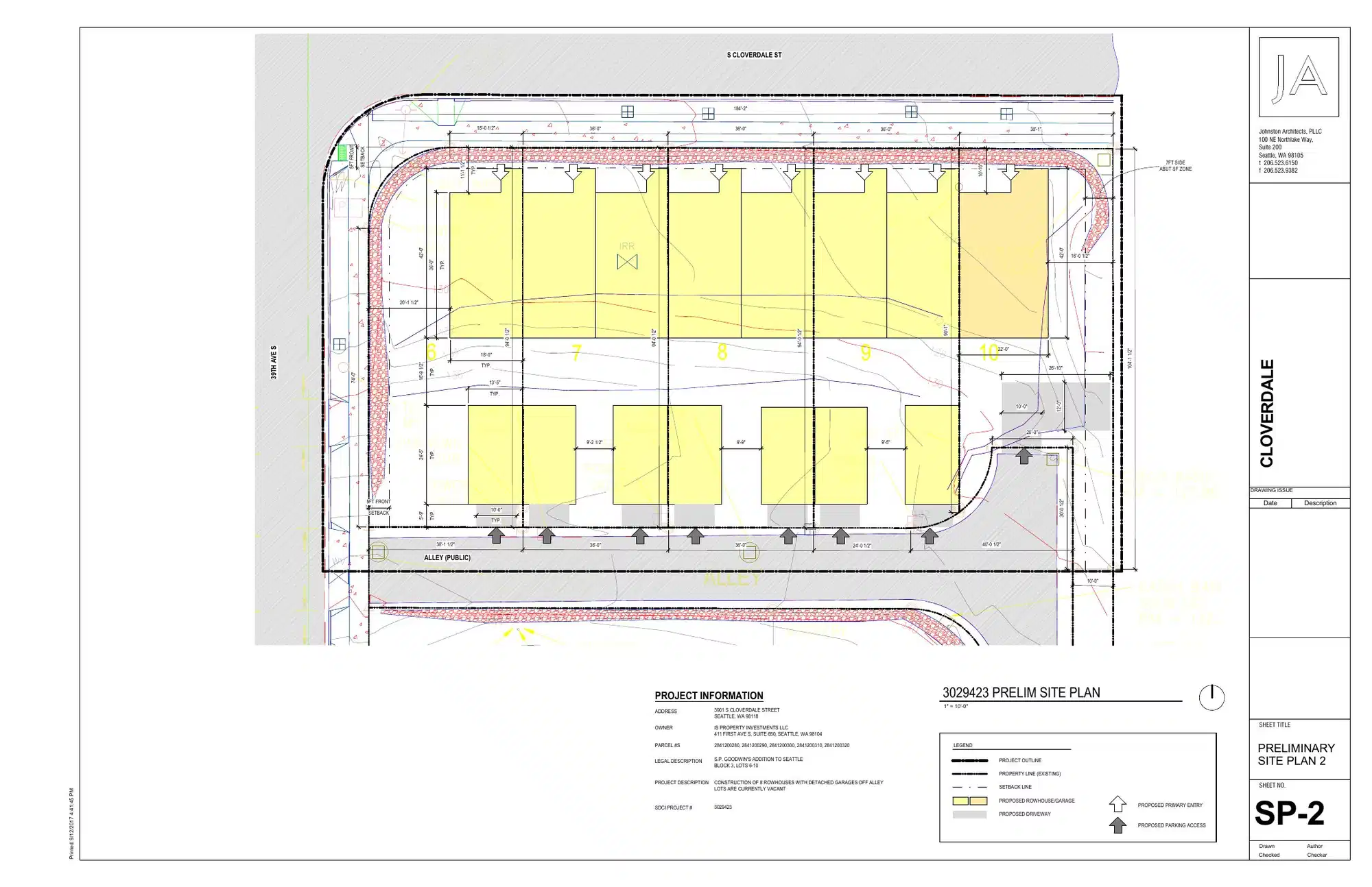 Site plan for 3901 S Cloverdale St