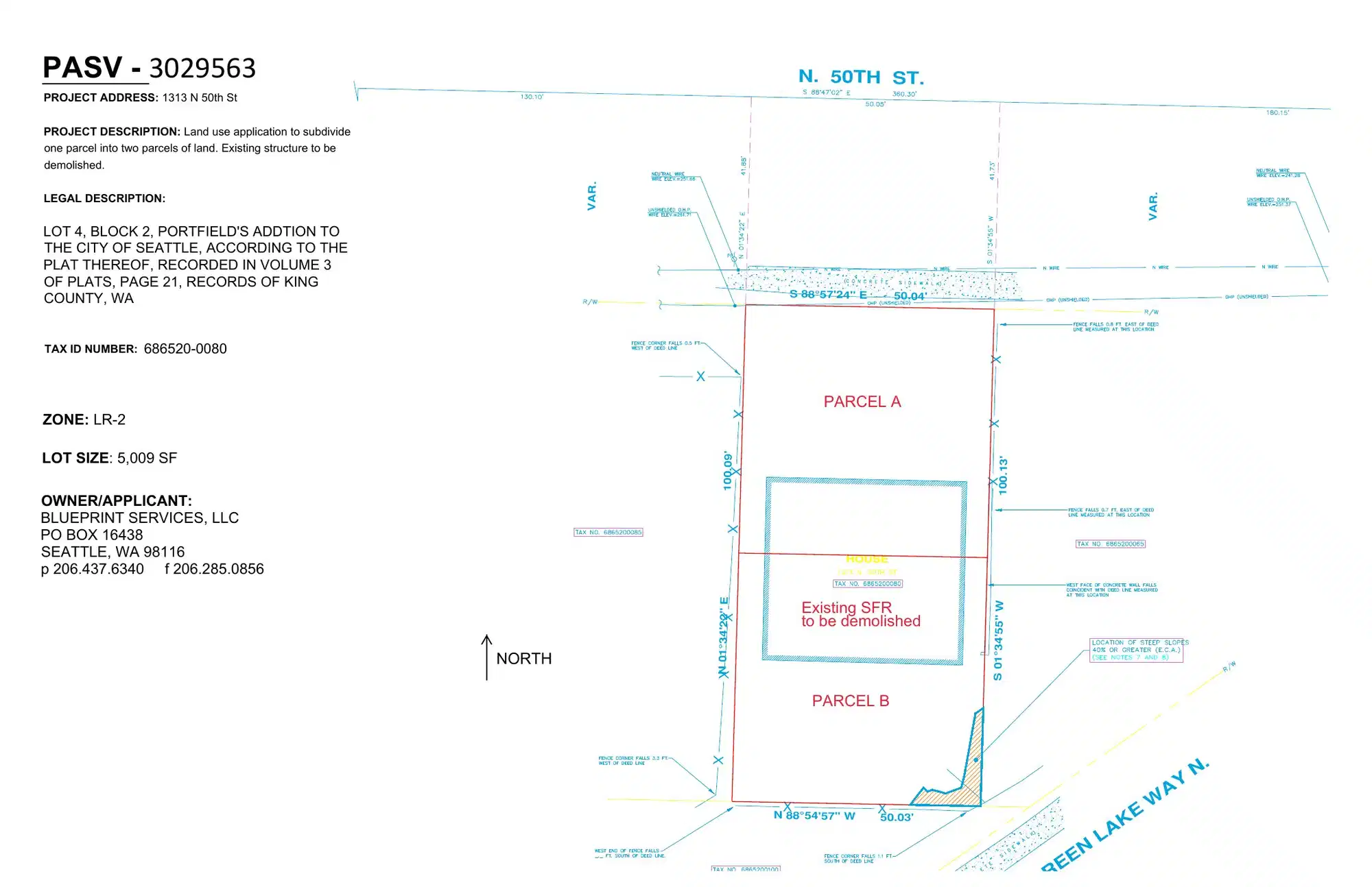 Site plan for 1313 N 50th St