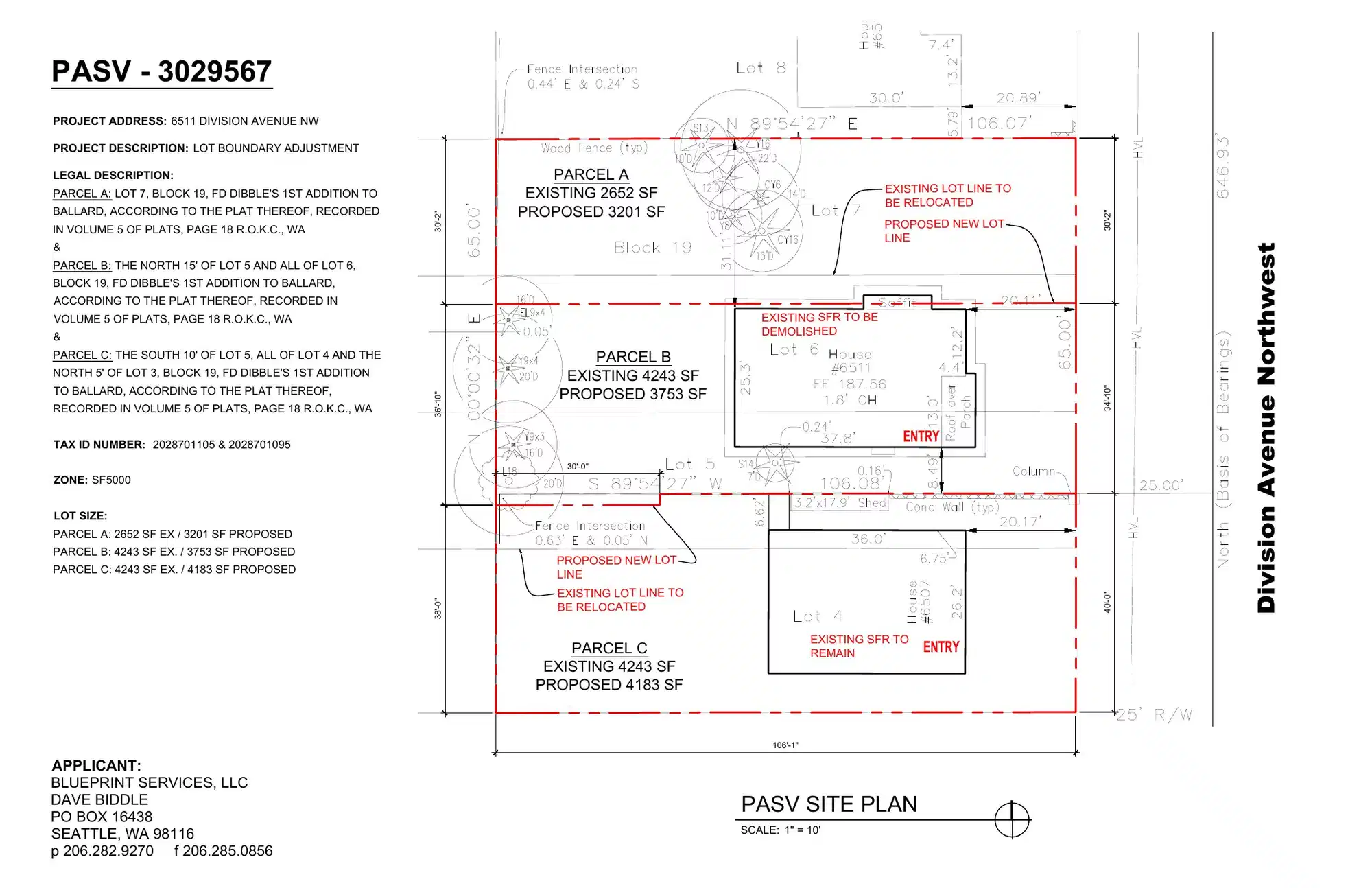 Site plan for 6511 Division Ave NW