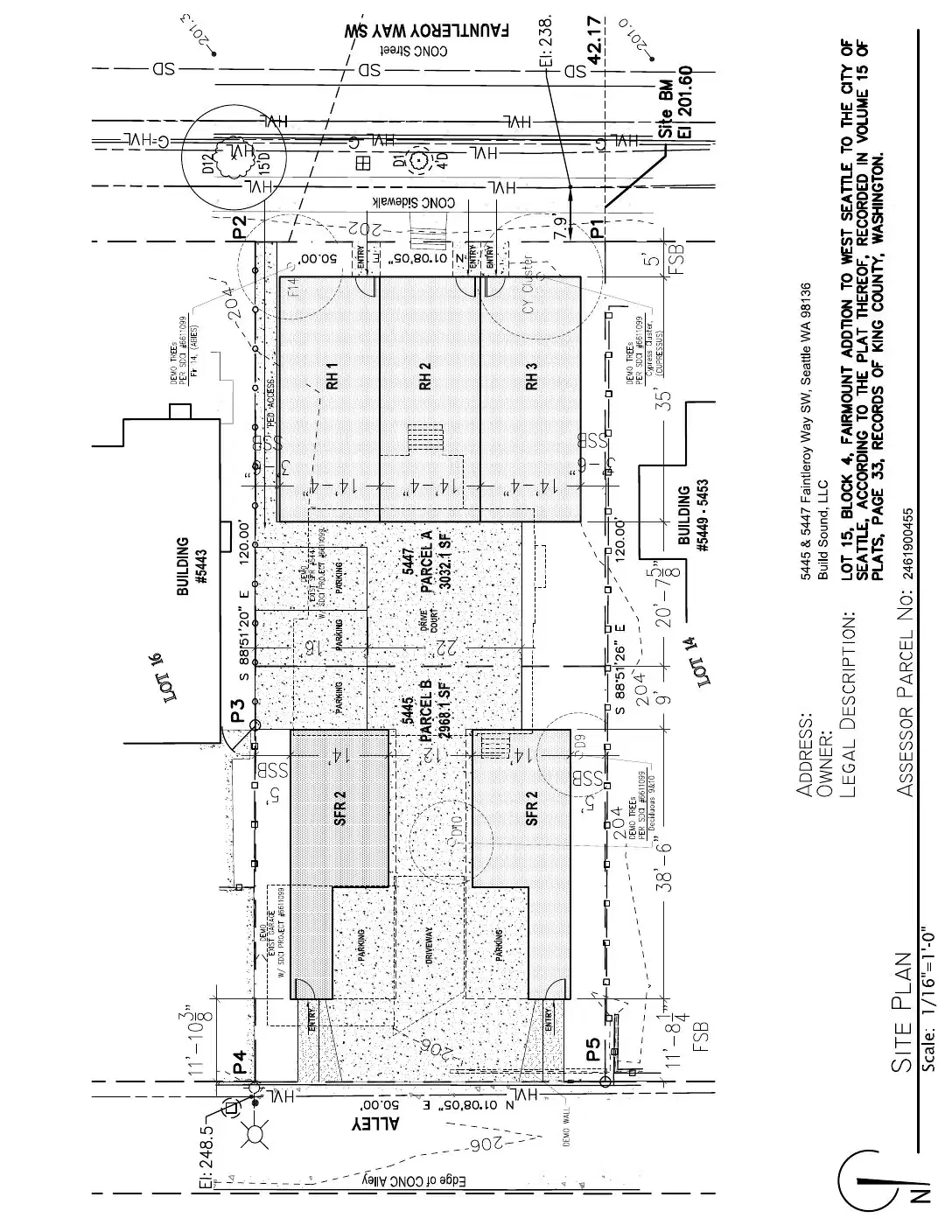 Site plan for 5447 Fauntleroy Way SW