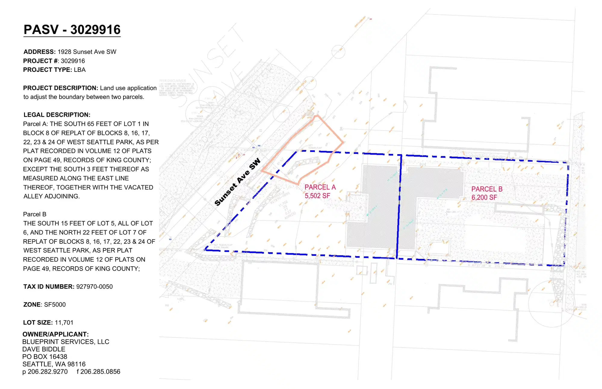 Site plan for 1928 Sunset Ave SW