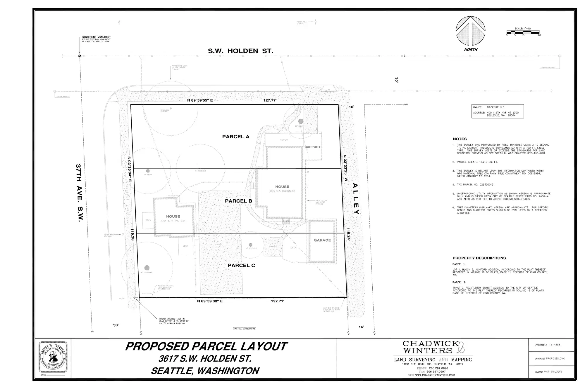 Site plan for 7700 37th Ave SW