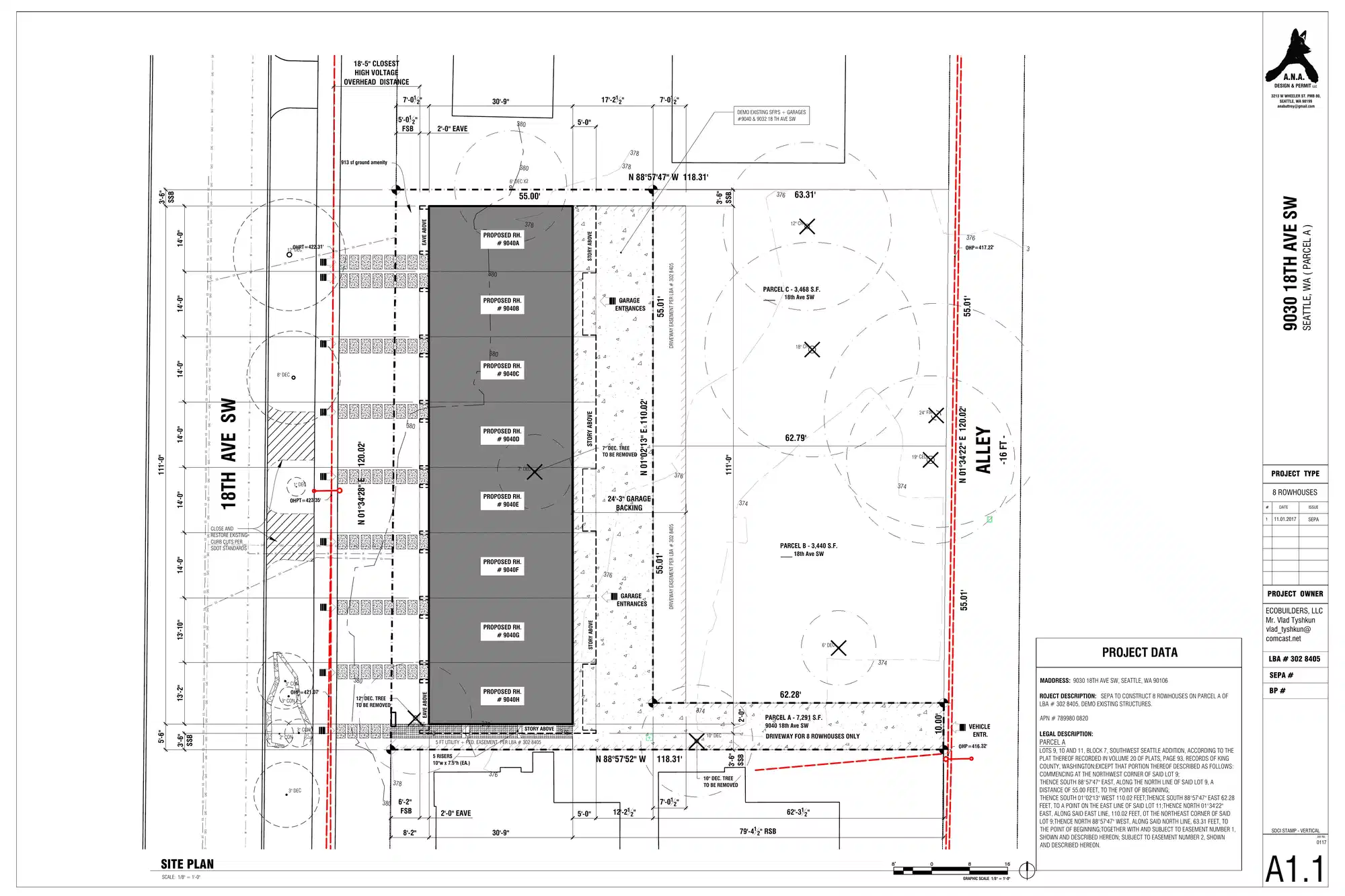 Site plan for 9030 18th Ave SW