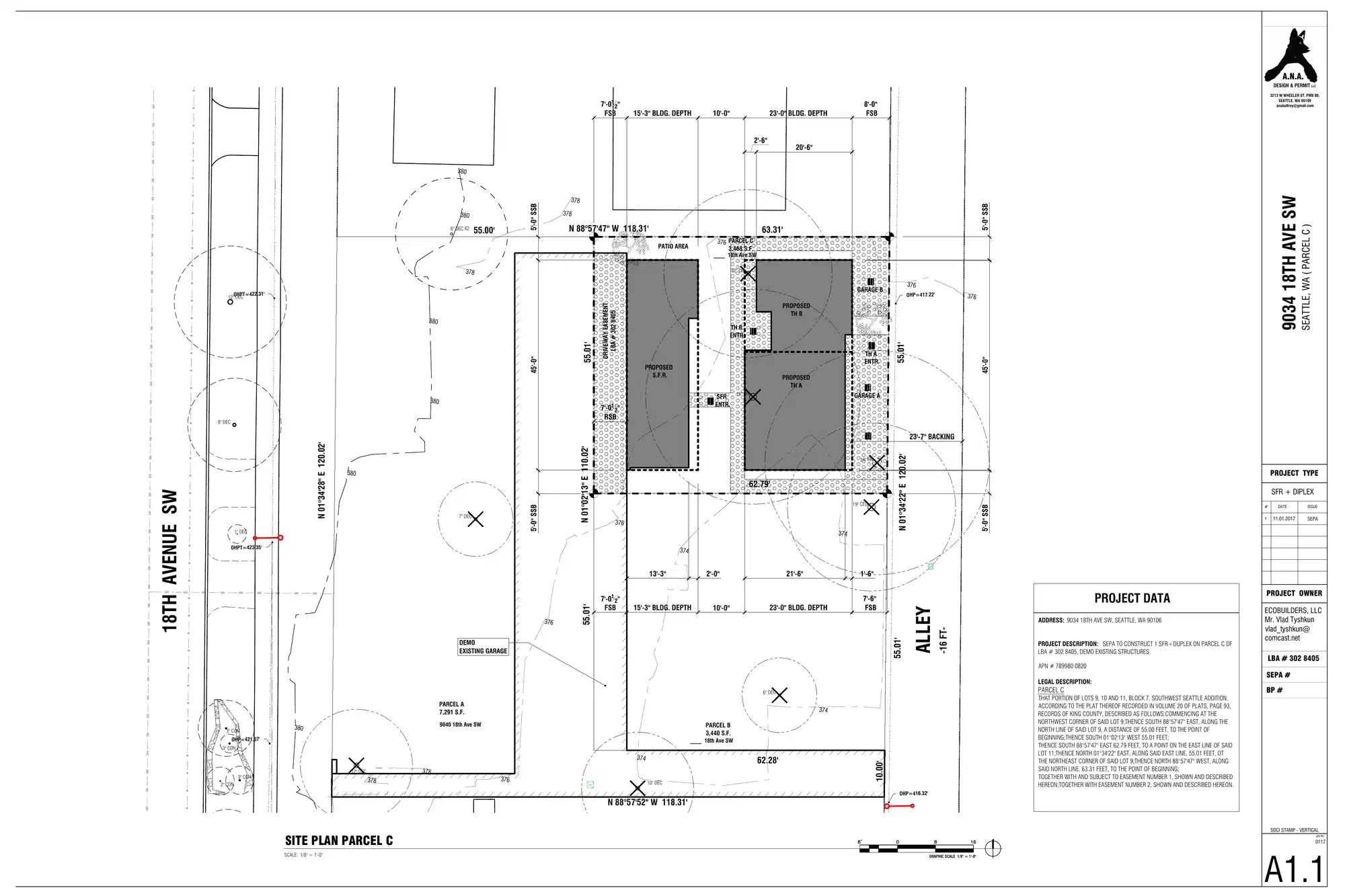 Site plan for 9034 18th Ave SW