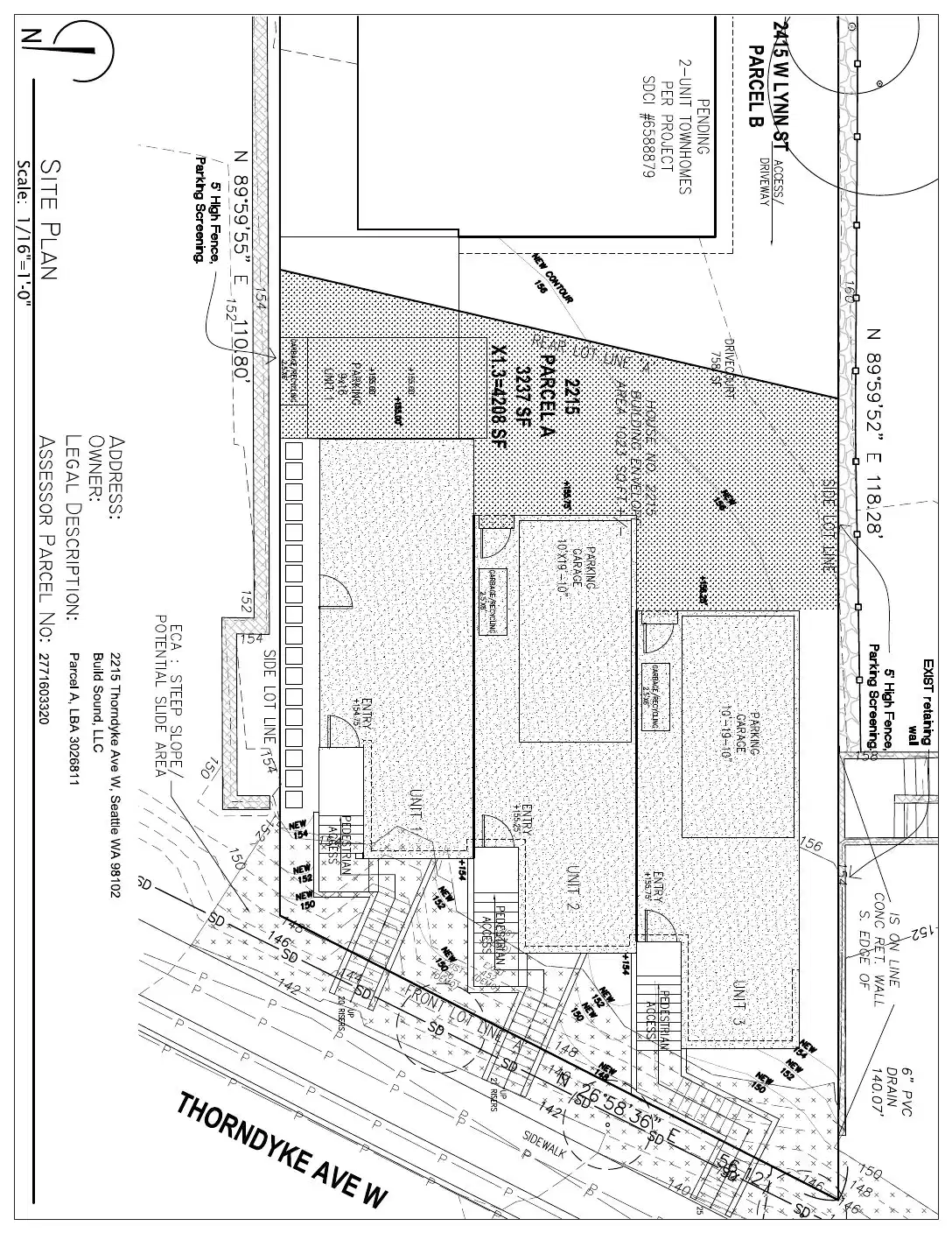 Site plan for 2217 Thorndyke Ave W