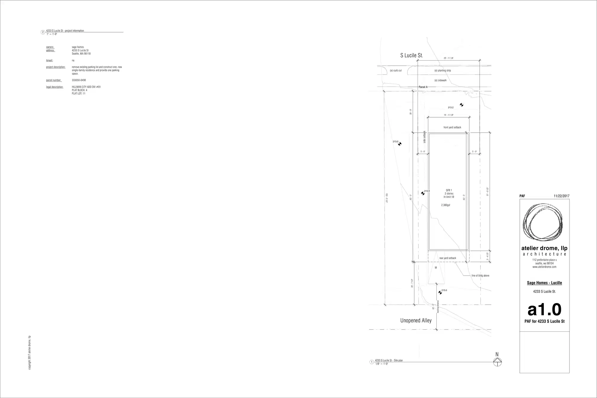 Site plan for 4233 S Lucile St