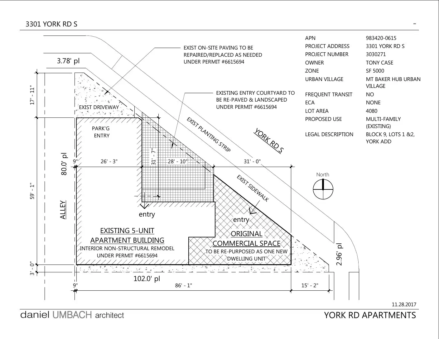 Site plan for 3301 York Rd S
