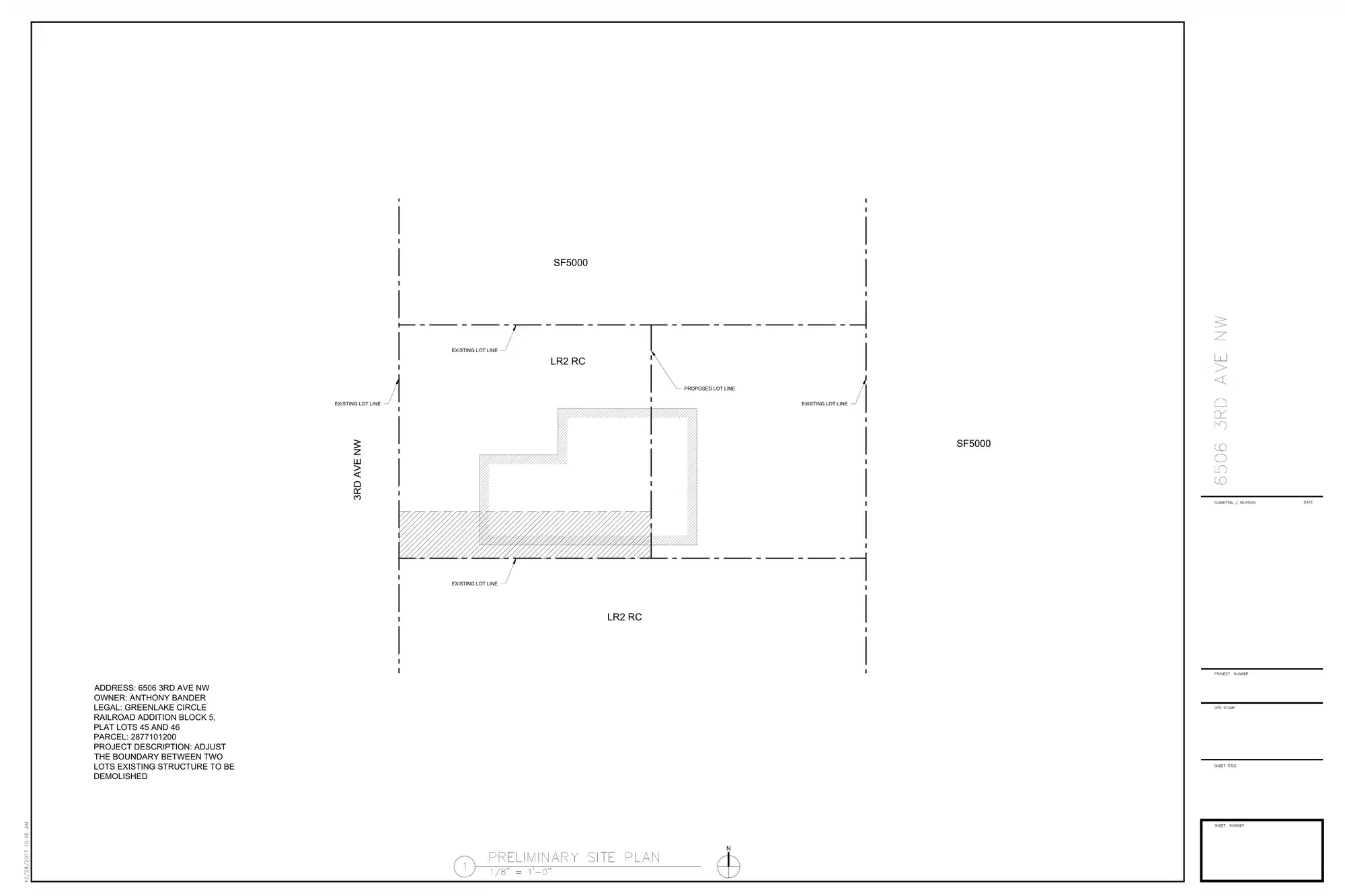 Site plan for 6506 3rd Ave NW