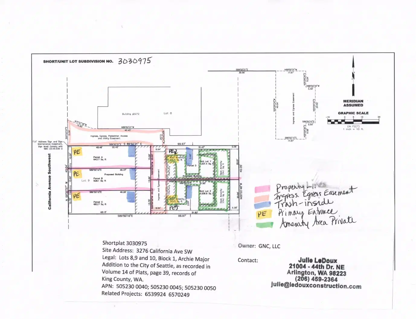 Site plan for 3276 California Ave SW