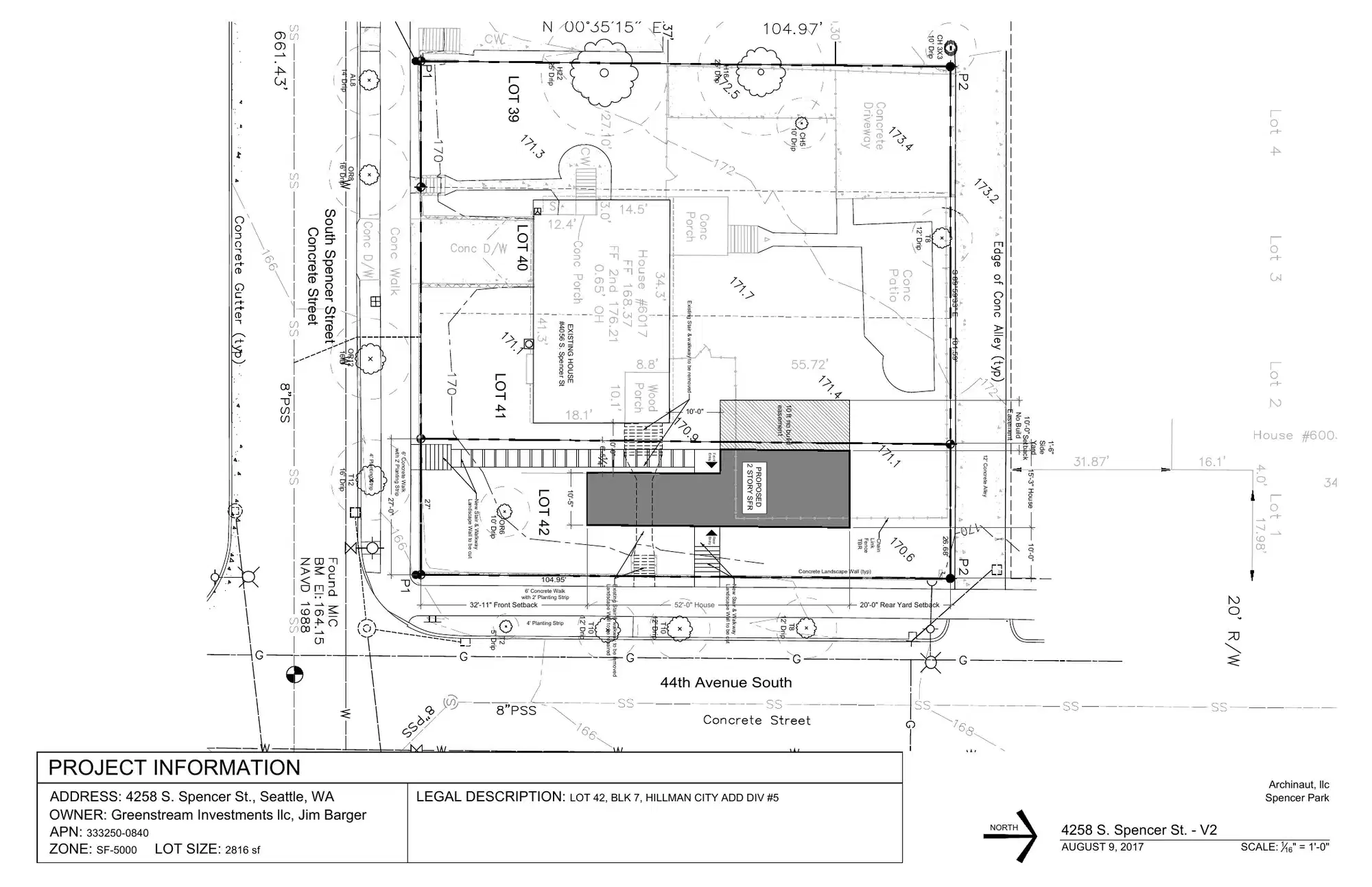 Site plan for 4258 S Spencer St