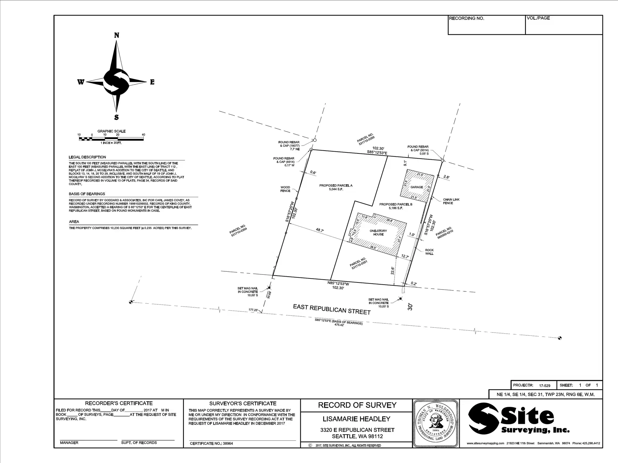 Site plan for 3320 E Republican St