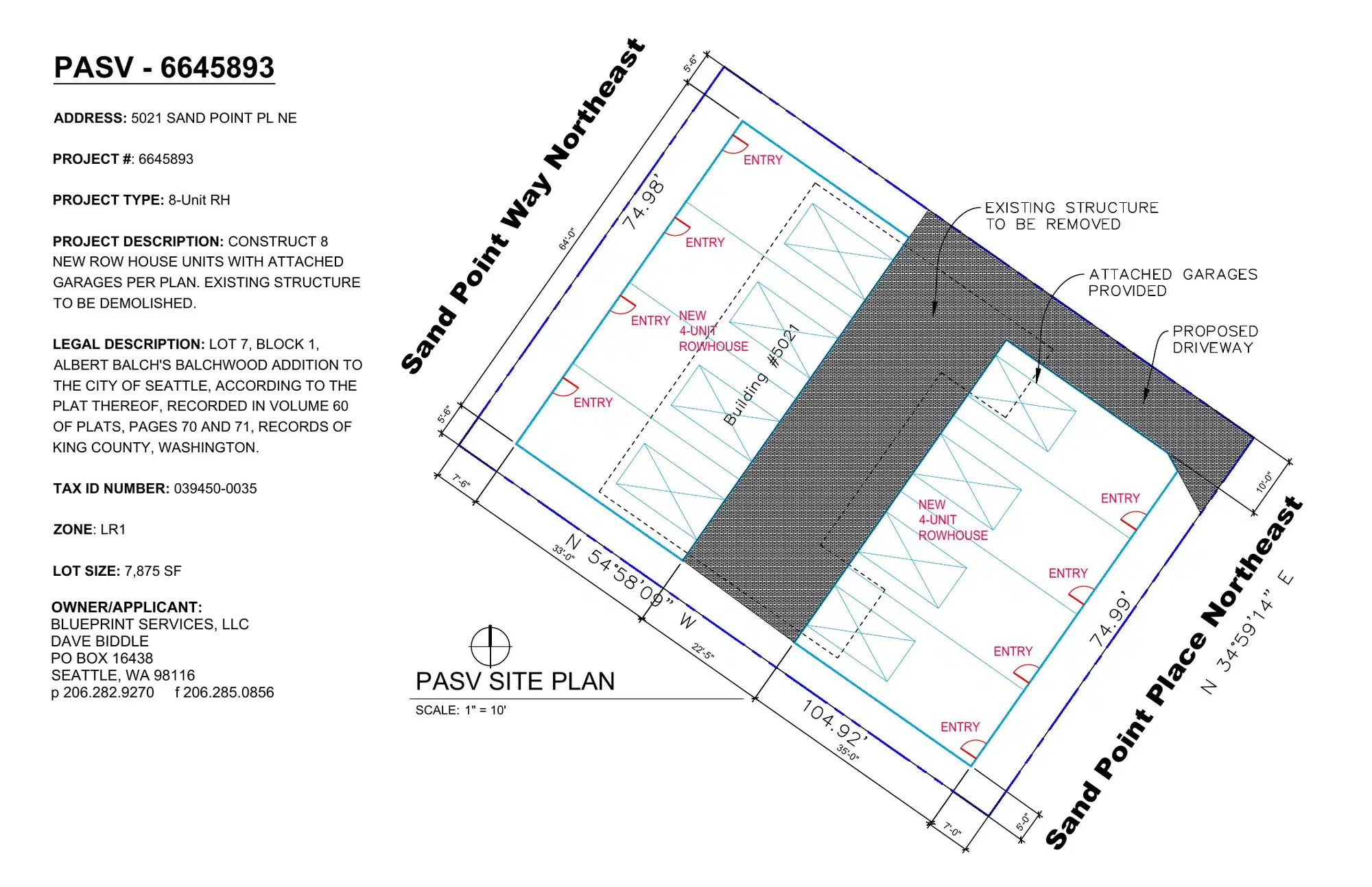 Site plan for 5021 Sand Point Pl NE