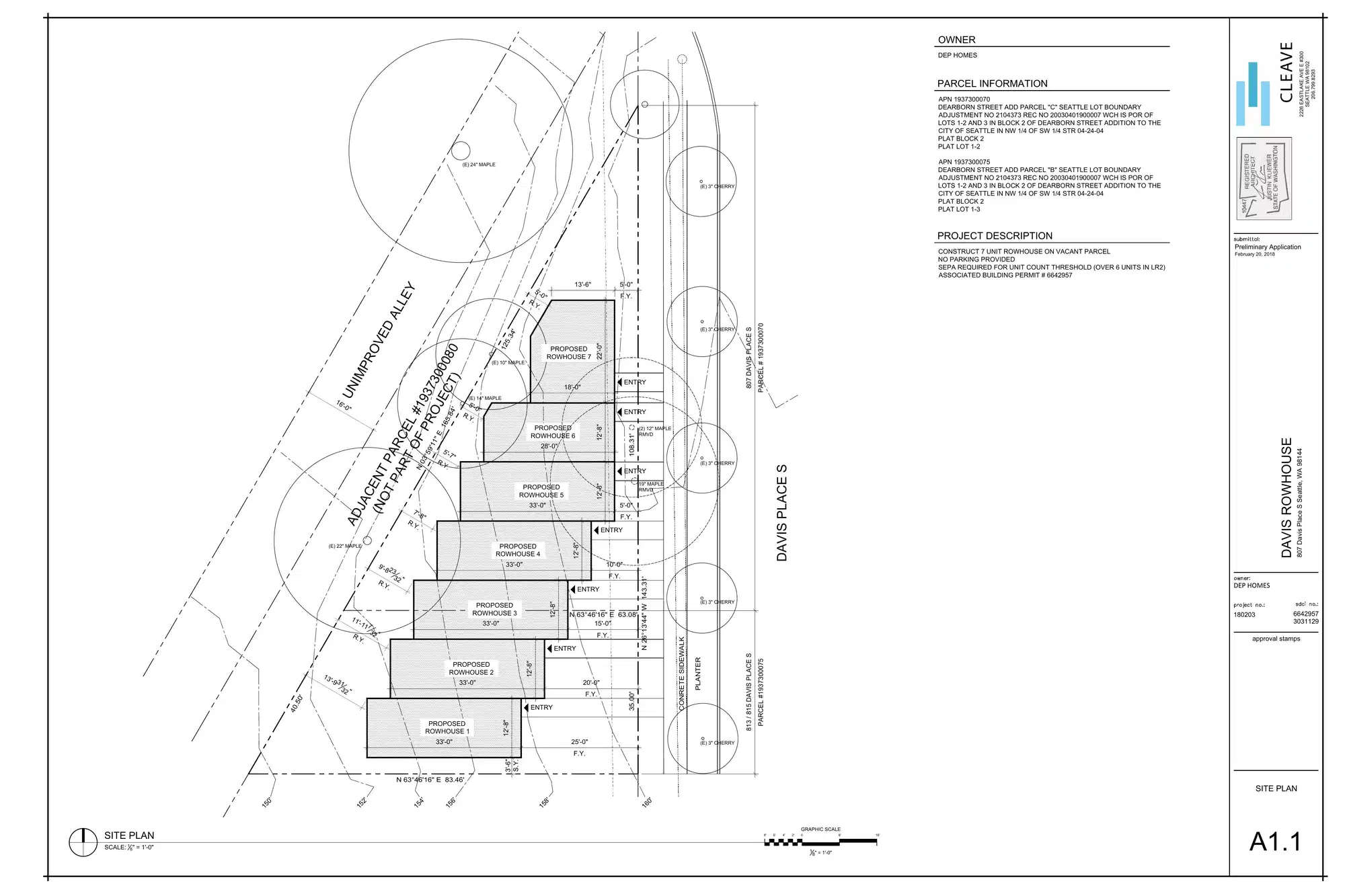 Site plan for 807 Davis Pl S