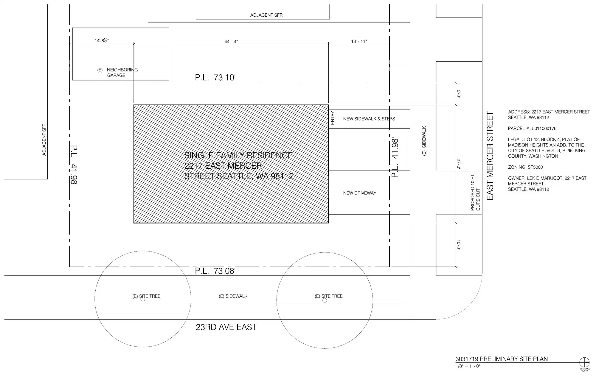 Site plan for 2217 E Mercer St