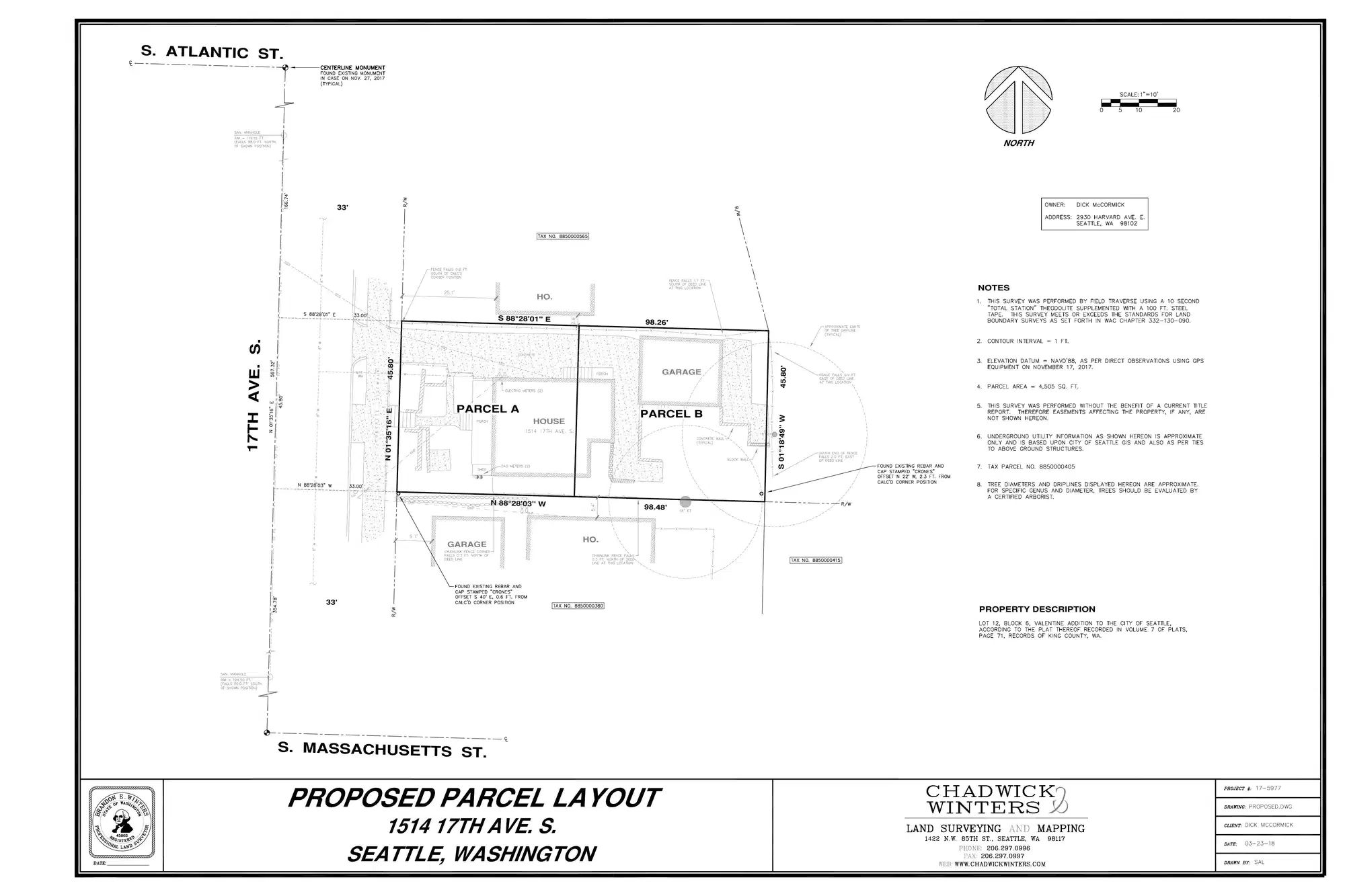 Site plan for 1514 D 17th Ave S
