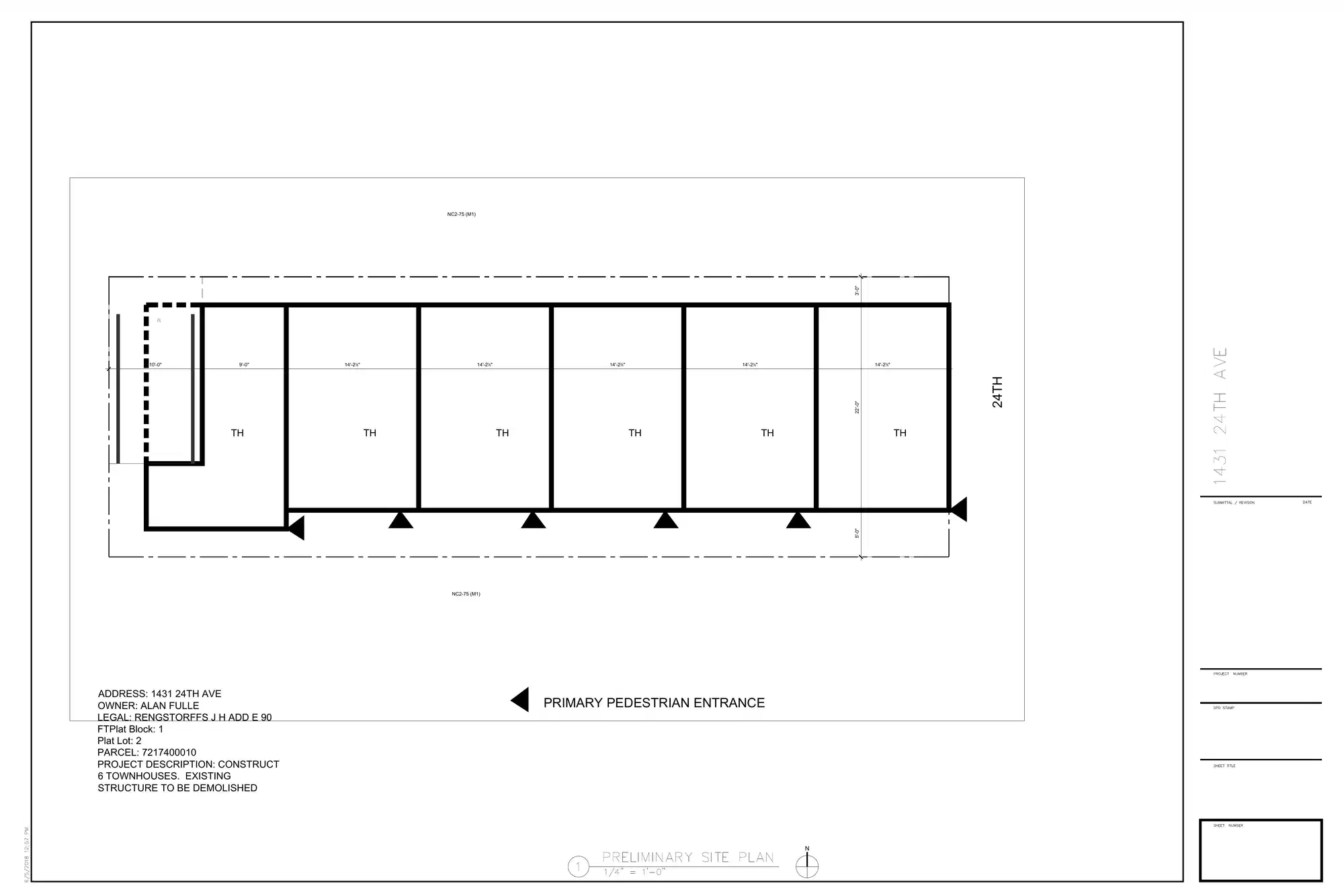 Site plan for 1431 24th Ave