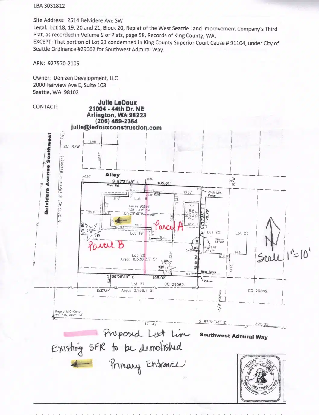 Site plan for 2514 Belvidere Ave SW