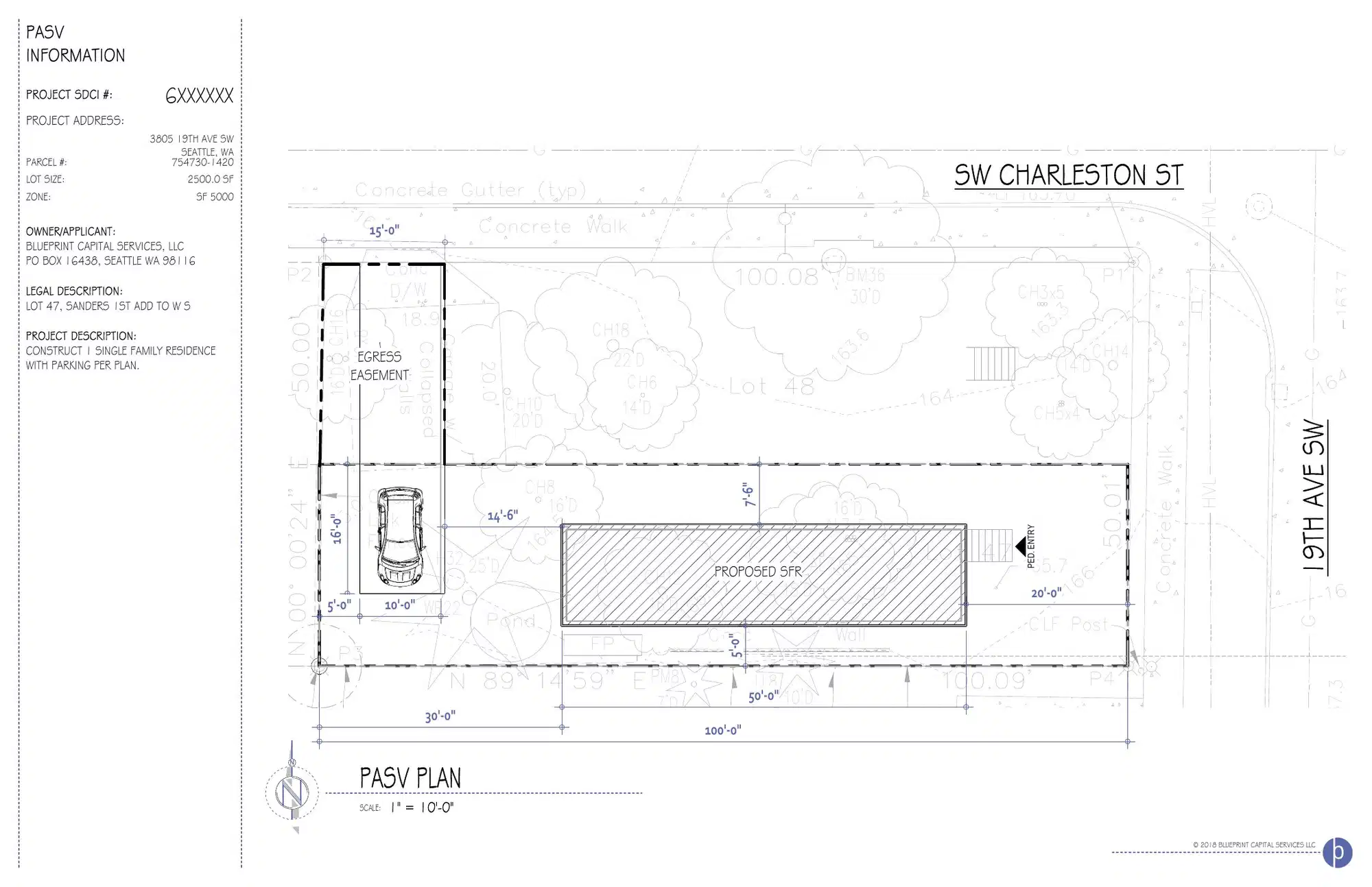 Site plan for 3805 19th Ave SW