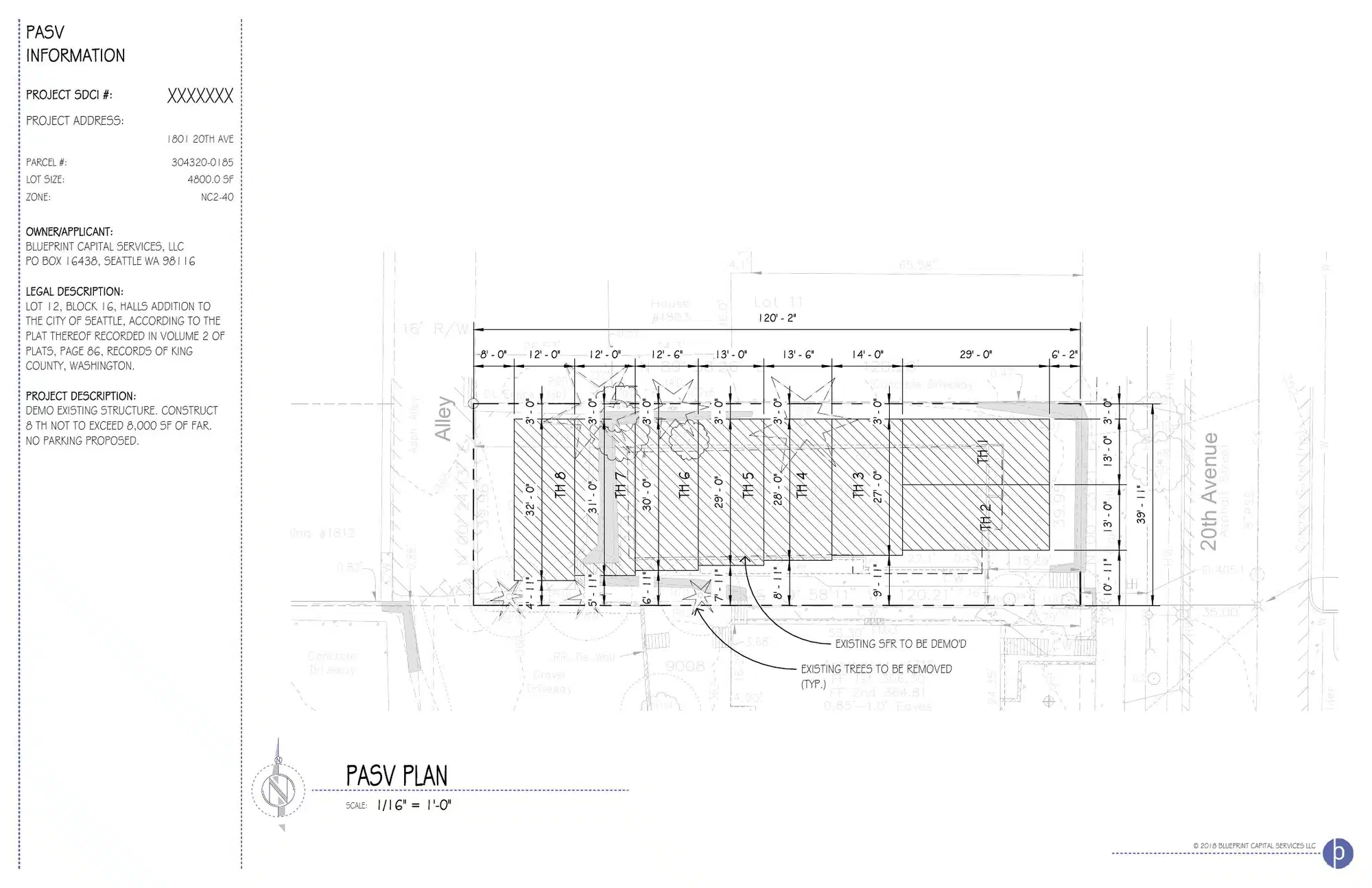 Site plan for 1801 A 20th Ave