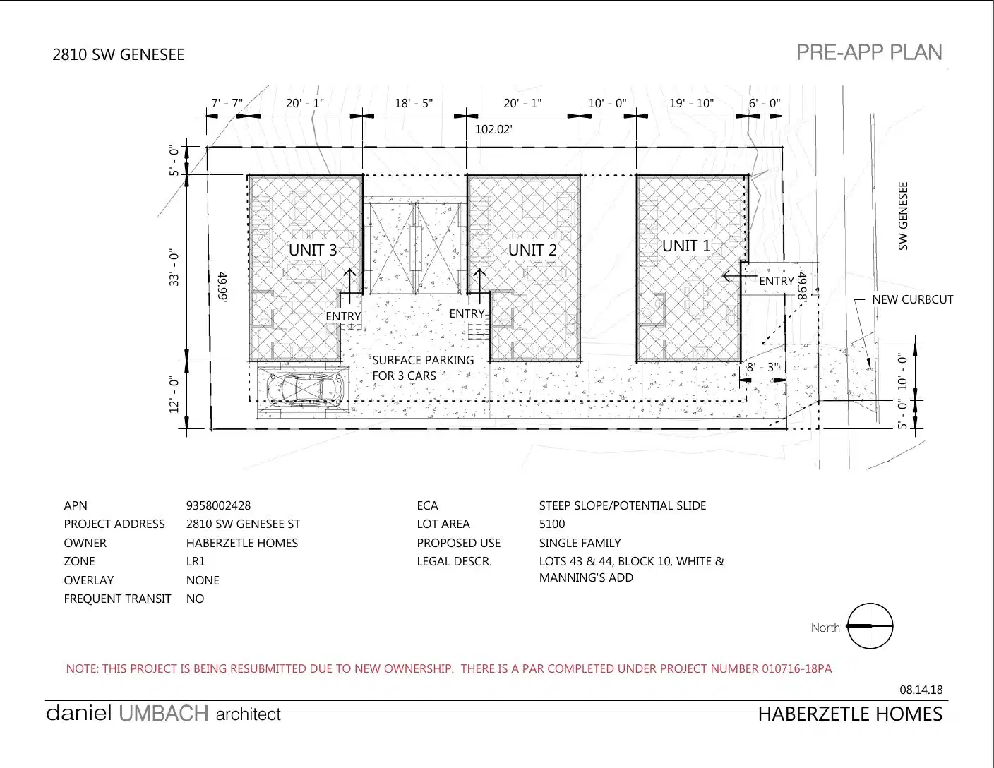 Site plan for 2810 A SW Genesee St
