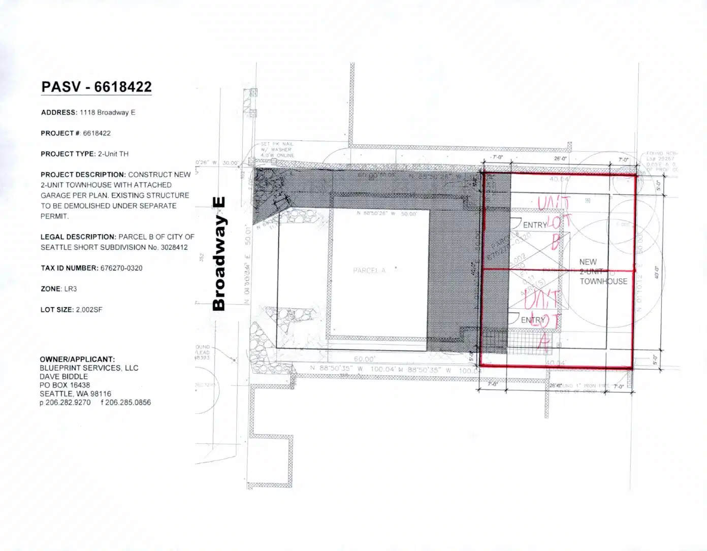 Site plan for 1118 Broadway E