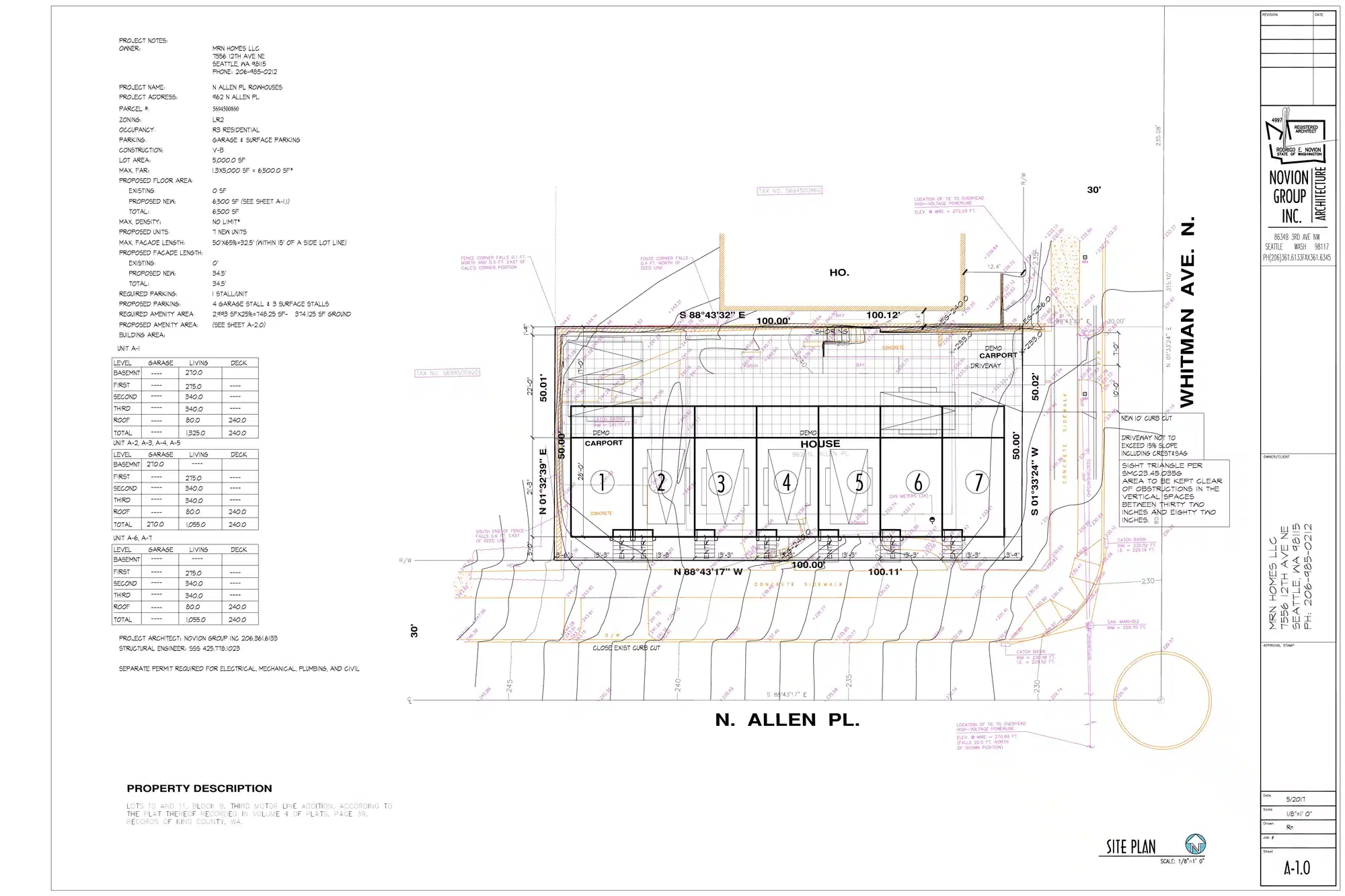Site plan for 962 N Allen Pl