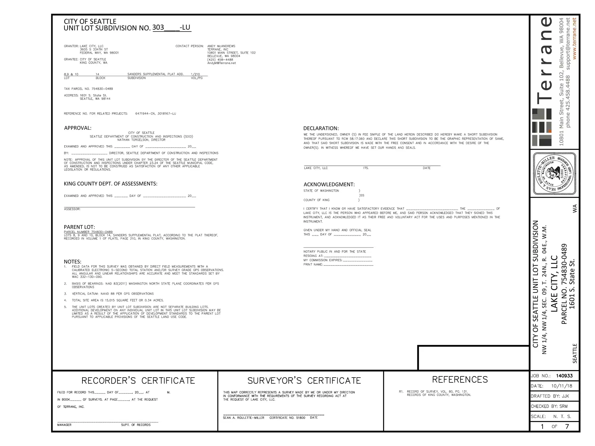 Site plan for 1601 S State St