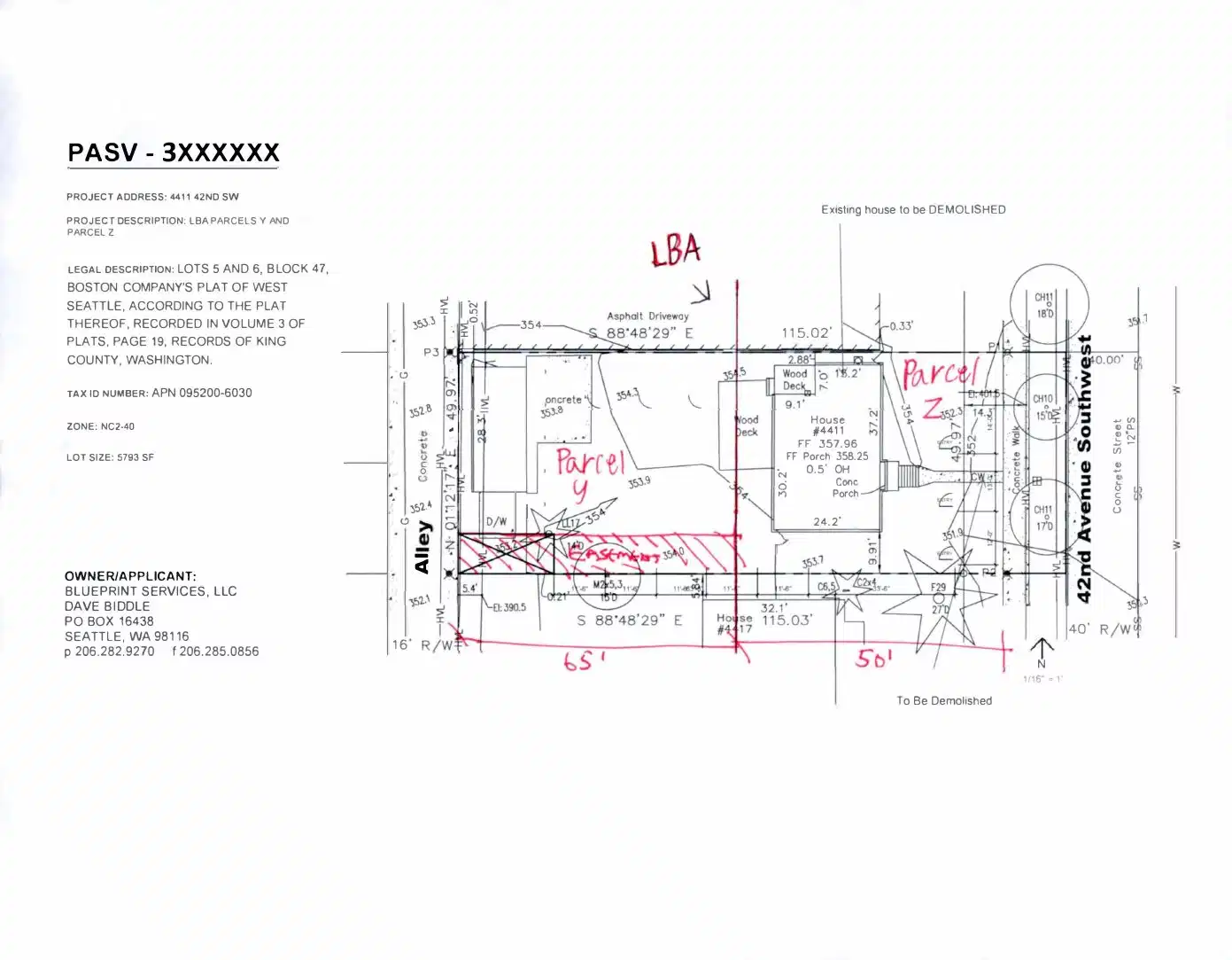 Site plan for 4411 42nd Ave SW