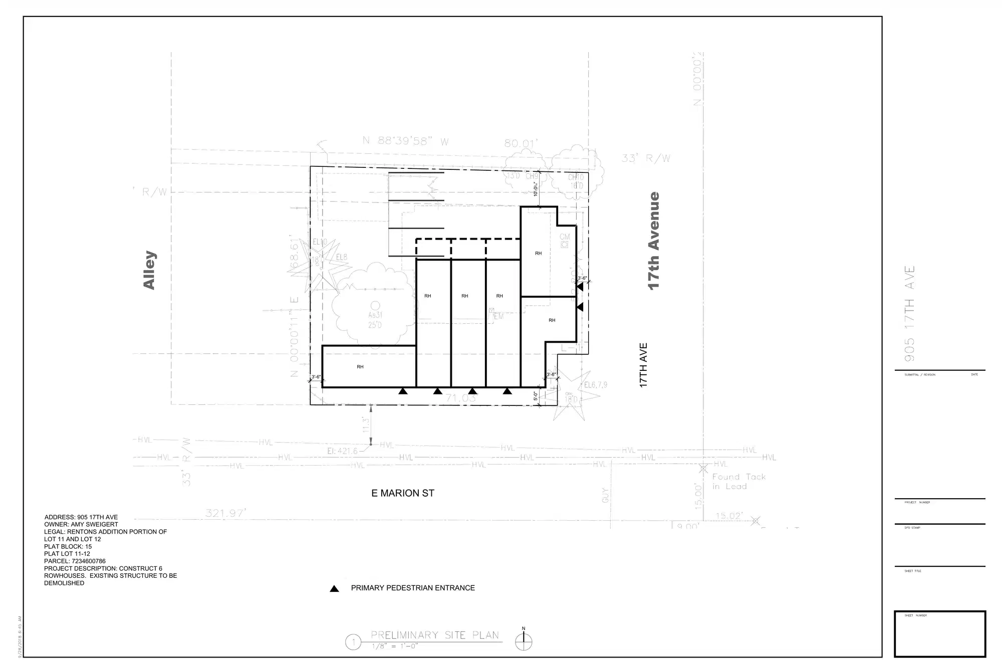 Site plan for 905 17th Ave