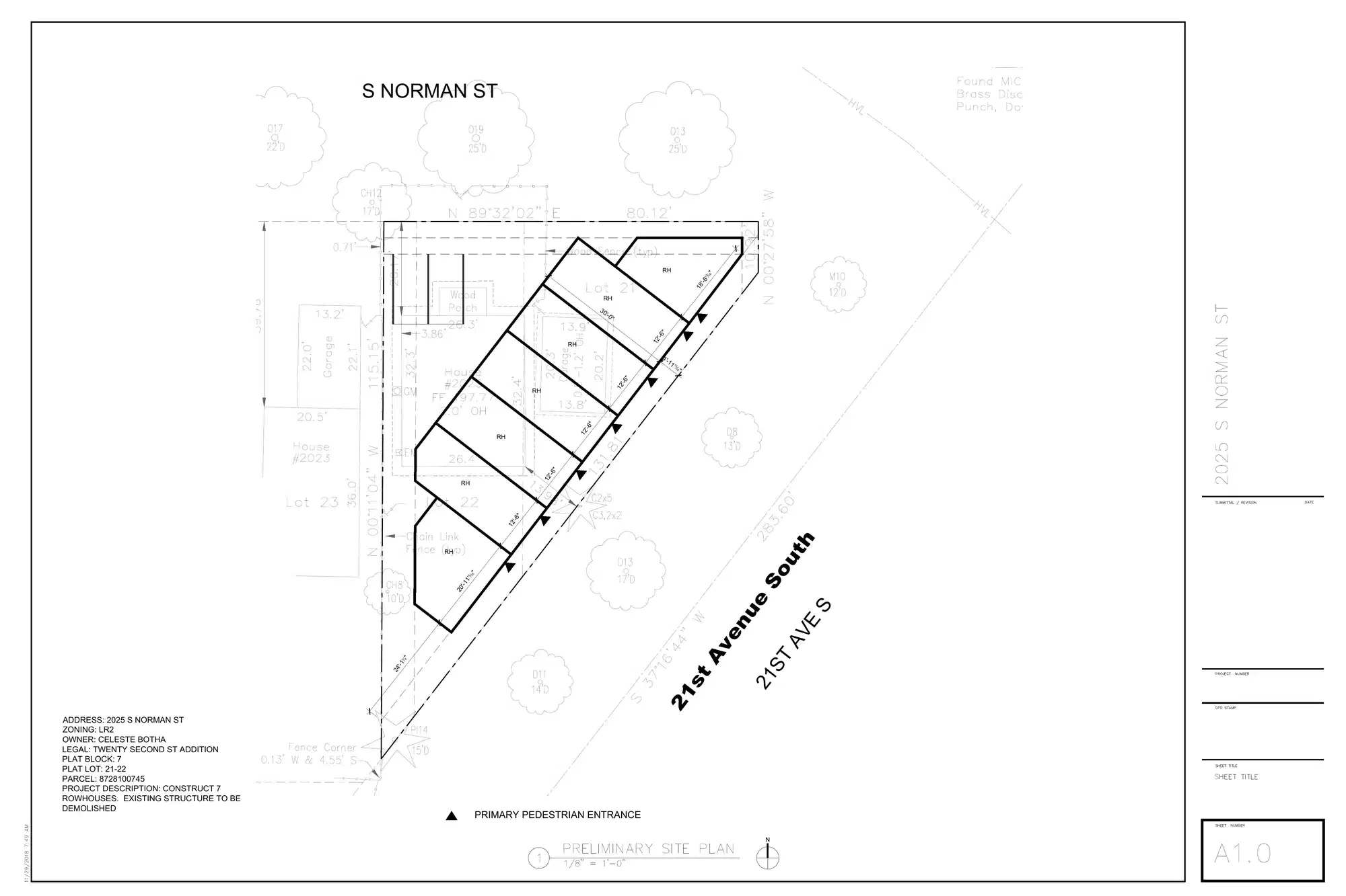 Site plan for 1107 21st Ave S