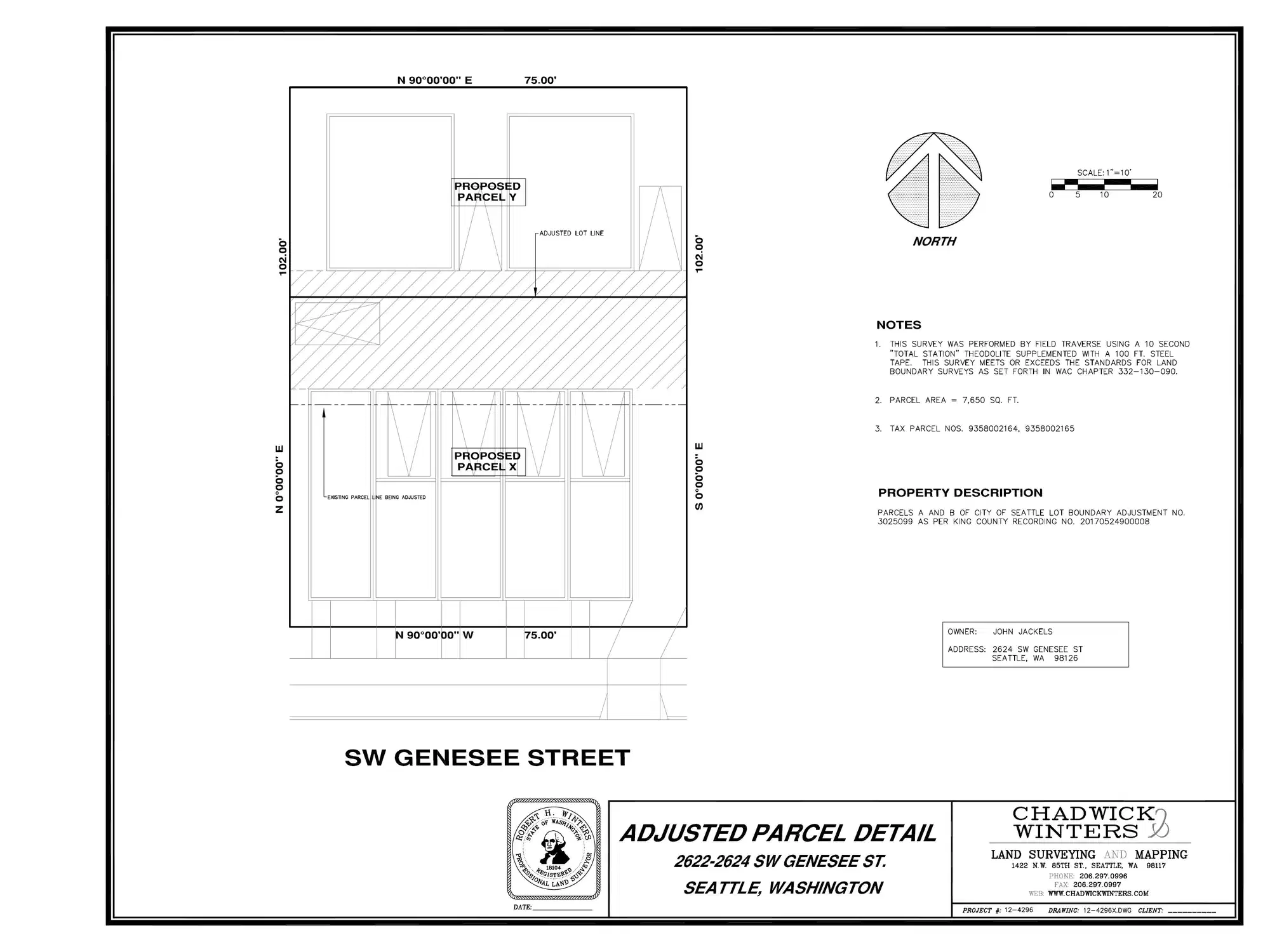 Site plan for 2624 SW Genesee St