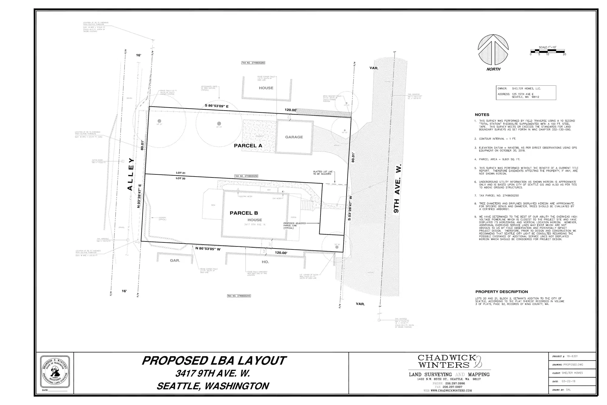 Site plan for 3417 B 9th Ave W