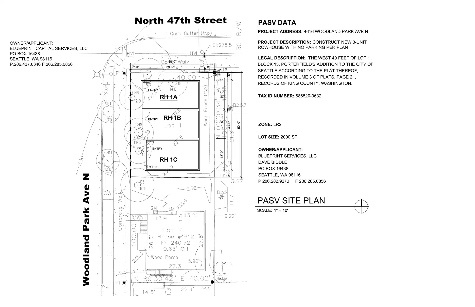 Site plan for 4616 Woodland Park Ave N