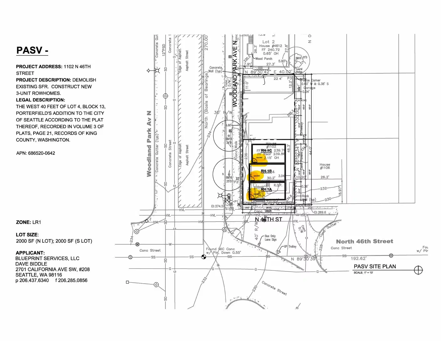 Site plan for 4600 Woodland Park Ave N