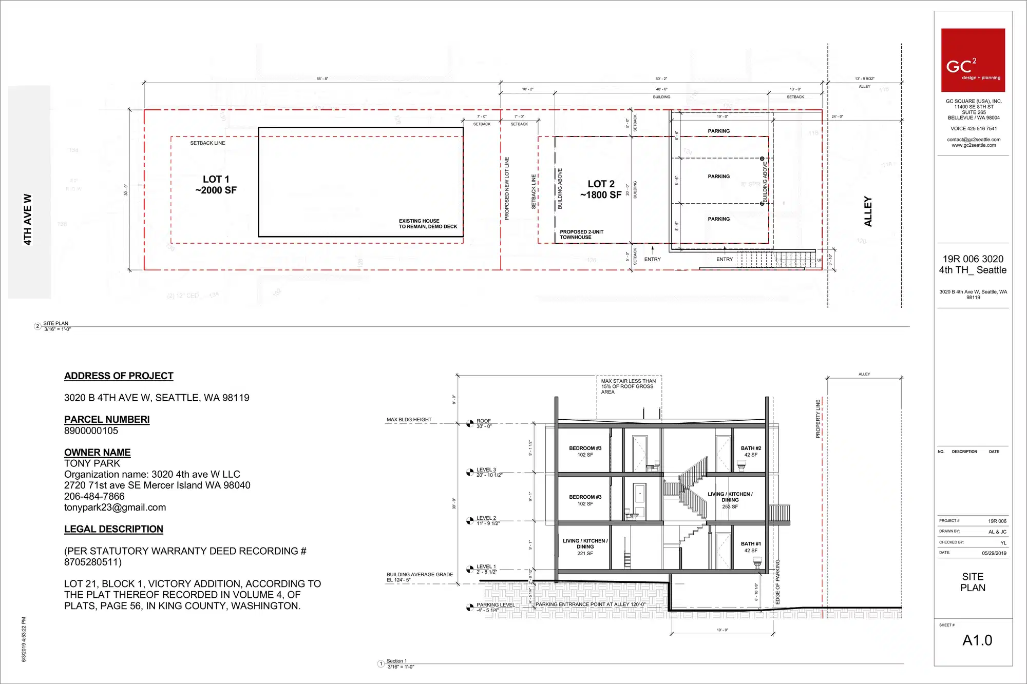 Site plan for 3020 B 4th Ave W