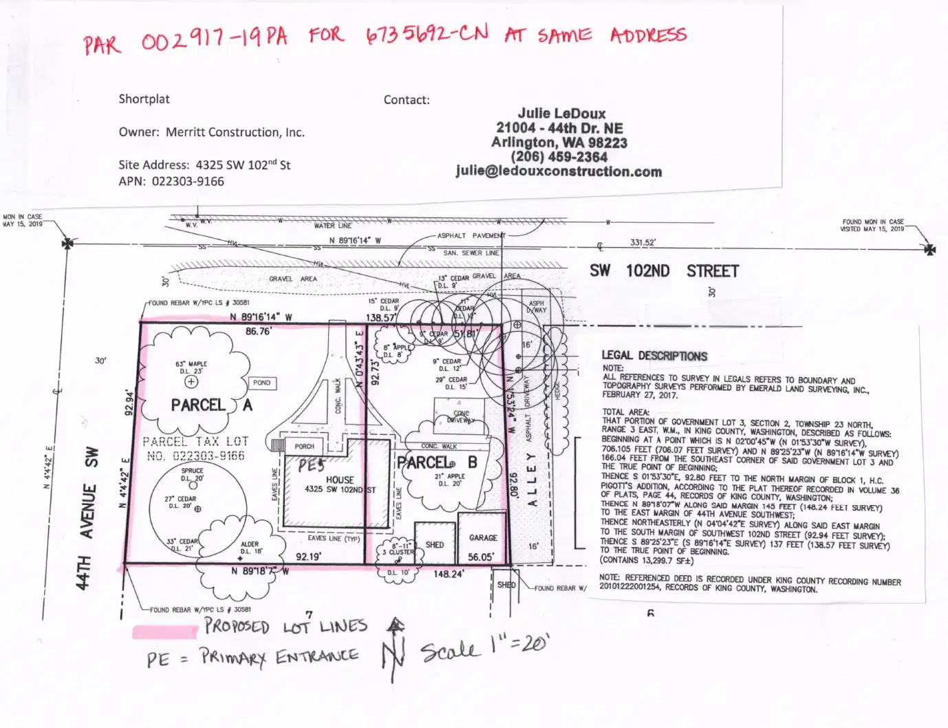 Site plan for 4325 SW 102nd St