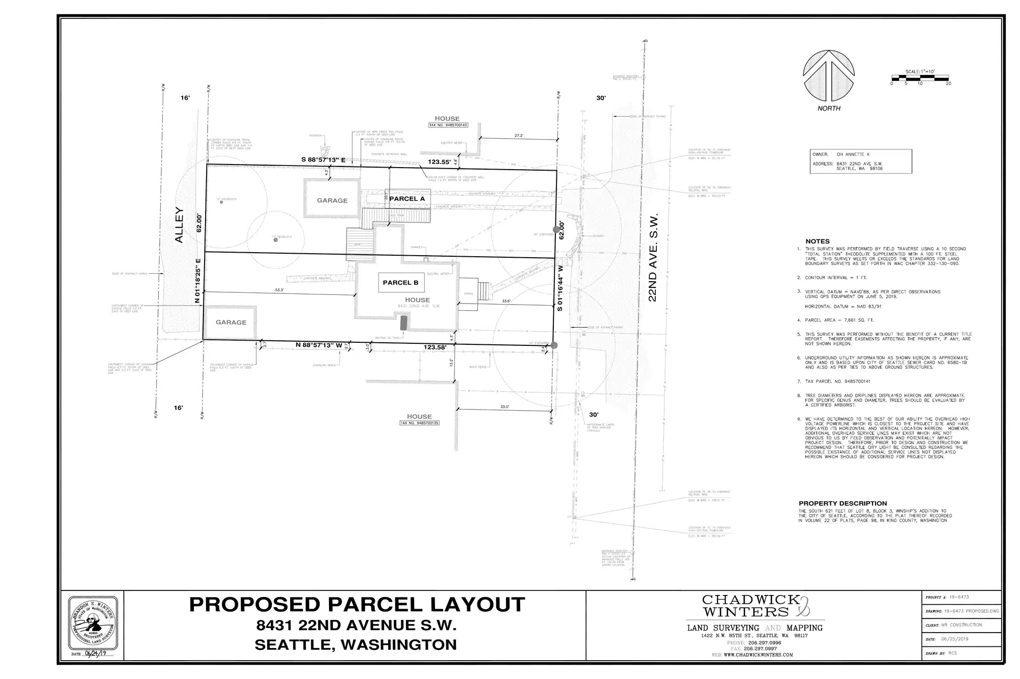 Site plan for 8435 22nd Ave SW