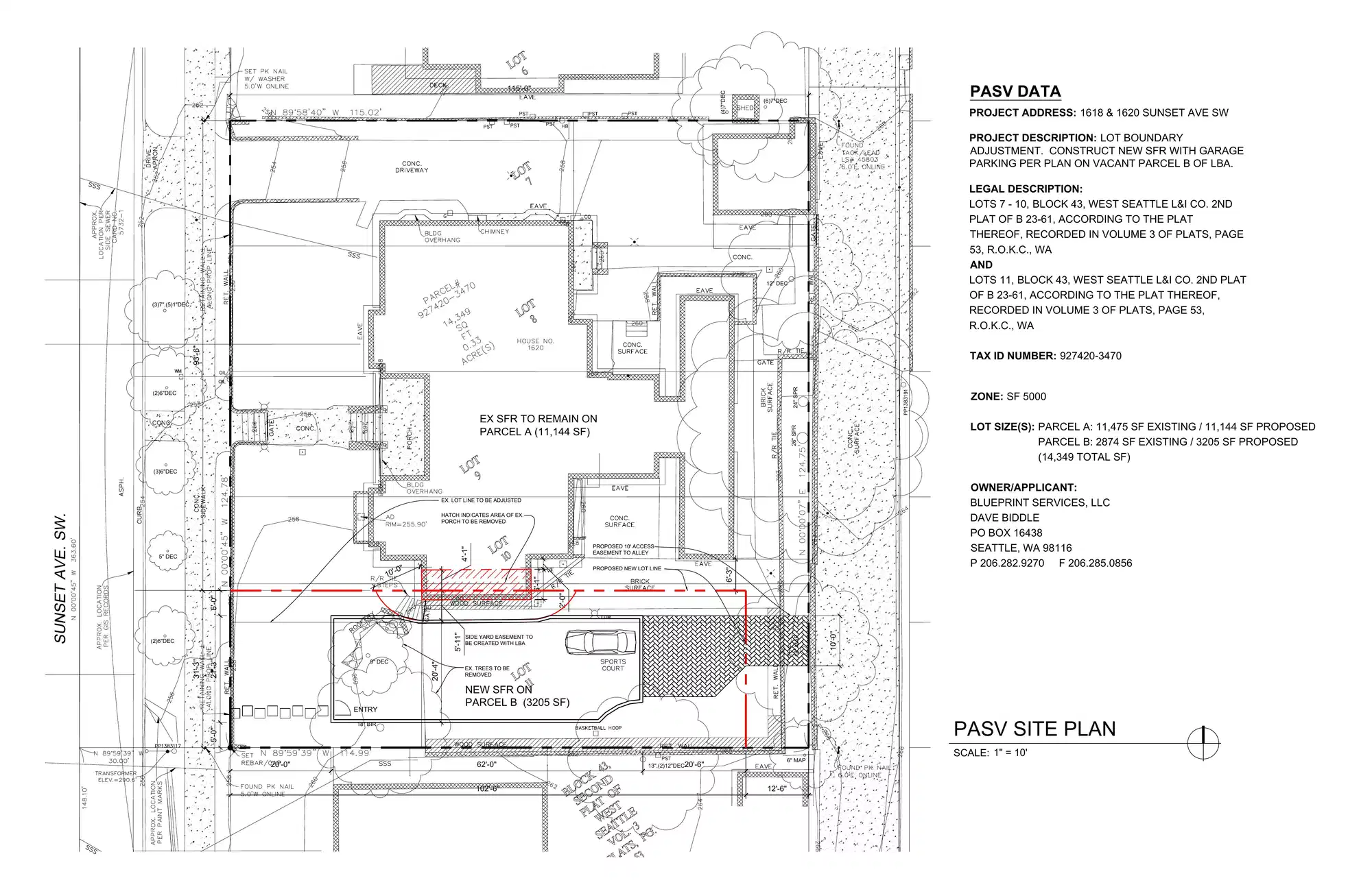 Site plan for 1622 Sunset Ave SW