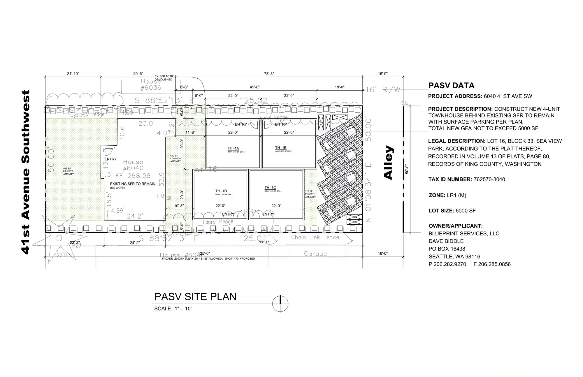 Site plan for 6042 41st Ave SW